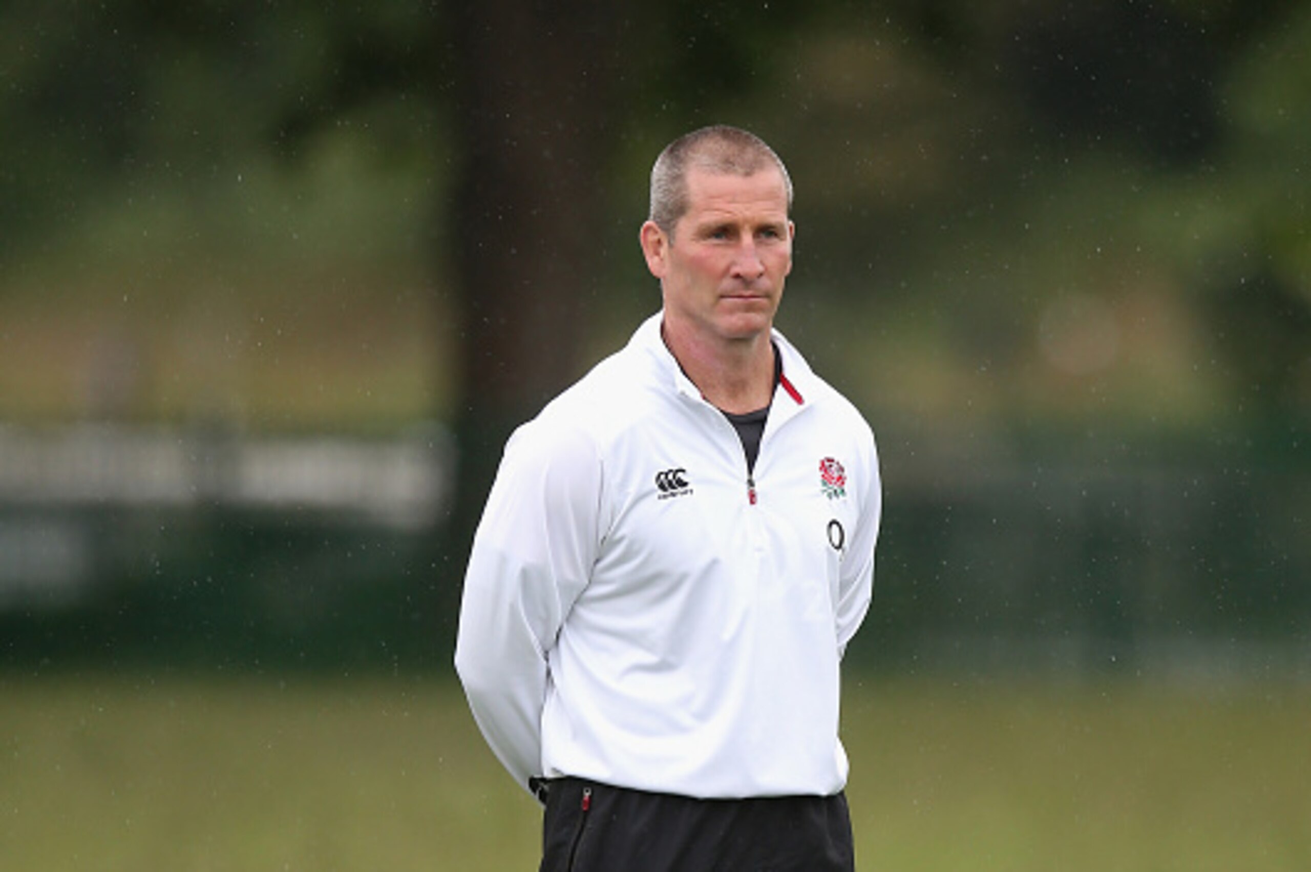 TEDDINGTON, ENGLAND - MAY 29:  Stuart Lancaster, the England head coach, looks on during the England training session held at the Lensbury Club on May 29, 2015 in Teddington, England.  (Photo by David Rogers/Getty Images)