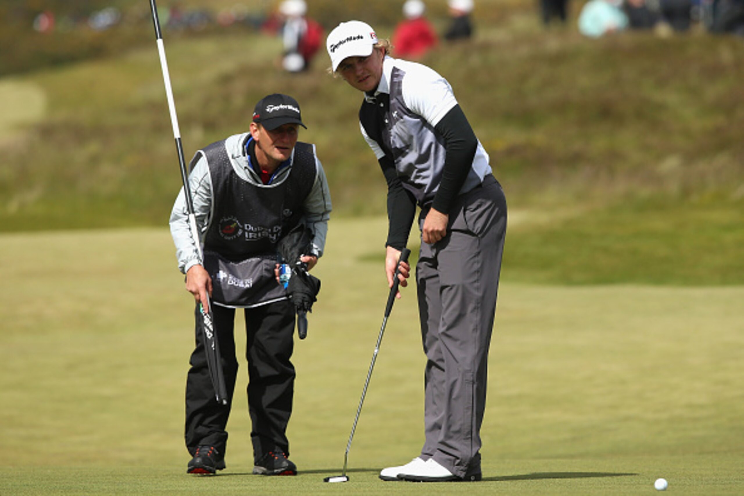 NEWCASTLE, NORTHERN IRELAND - MAY 31:  Eddie Pepperell of England lines up on the 18th green during the Final Round of the Dubai Duty Free Irish Open Hosted by the Rory Foundation at Royal County Down Golf Club on May 31, 2015 in Newcastle, Northern Irela