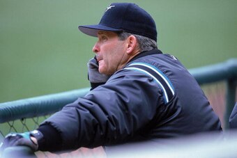 17 Apr 2000: Manager John Boles #13 of the Florida Marlins looking on during the game against the Chicago Cubs at Wrigley Field in Chicago, Illinois. The Marlins defeated the Cubs 6-5.