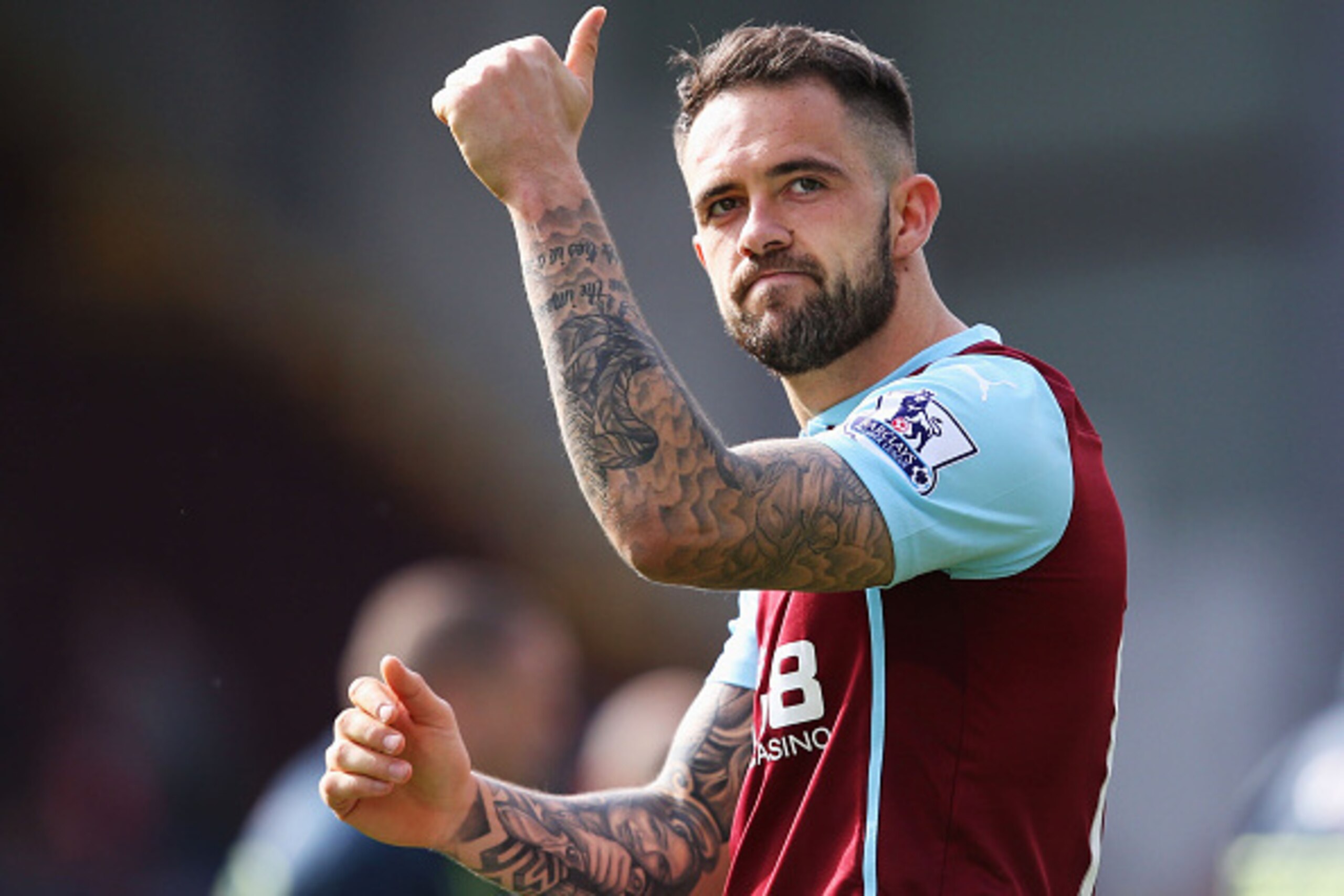 BURNLEY, ENGLAND - MAY 16:  Danny Ings of Burnley gives the thunbs up after the Barclays Premier League match between Burnley and Stoke City at Turf Moor on May 16, 2015 in Burnley, England.  (Photo by Jan Kruger/Getty Images)
