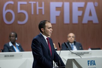 ZURICH, SWITZERLAND - MAY 29: Jordanian Prince Ali bin al Hussein, FIFA vice president and Challenger to Joseph S. Blatter for the FIFA presidency, gives a speech during the 65th FIFA Congress at Hallenstadion on May 29, 2015 in Zurich, Switzerland. (Phot