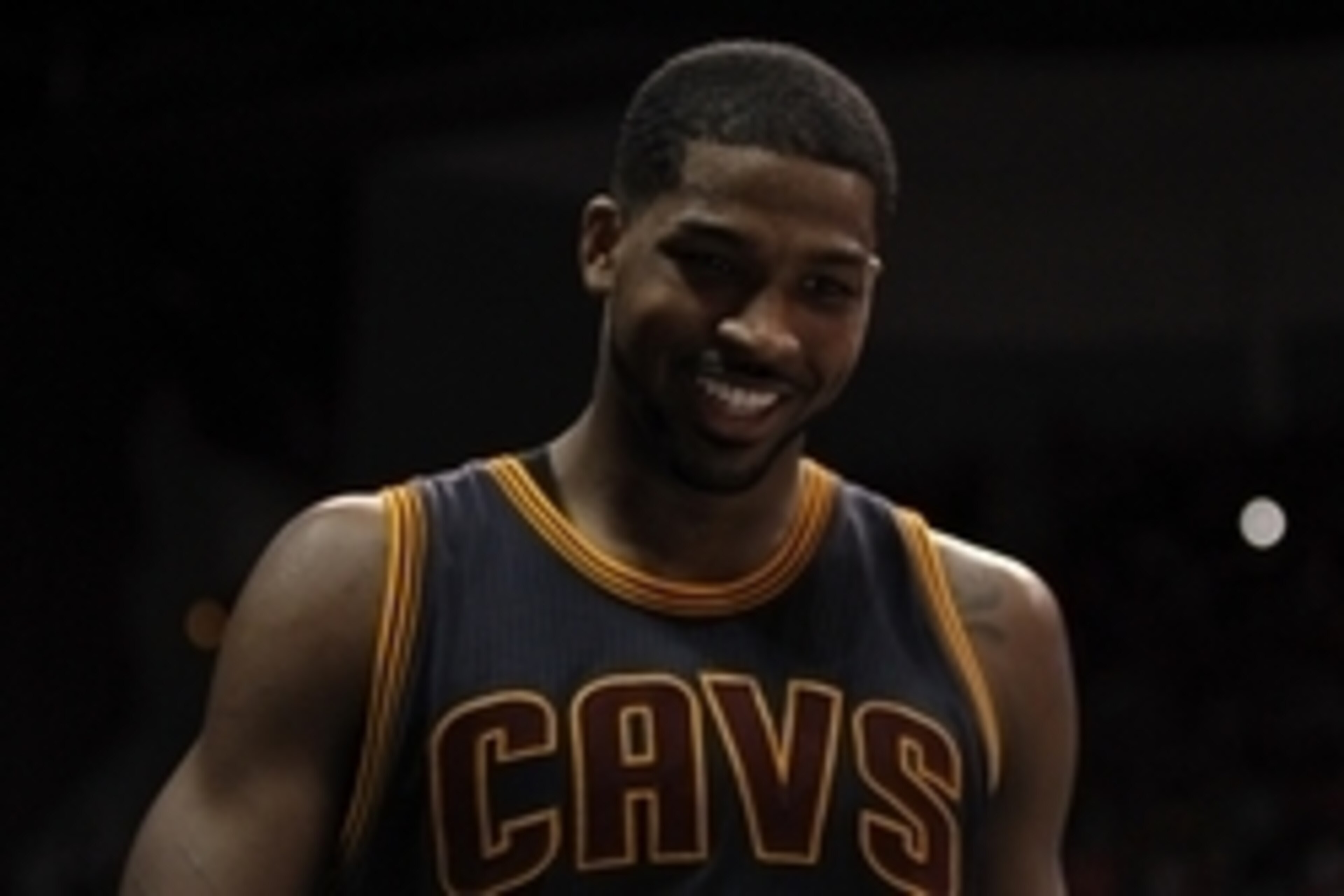 May 22, 2015; Atlanta, GA, USA; Cleveland Cavaliers center Tristan Thompson (13) reacts during the third quarter in game two of the Eastern Conference Finals of the NBA Playoffs against the Atlanta Hawks at Philips Arena. Mandatory Credit: Brett Davis-USA May 22, 2015; Atlanta, GA, USA; Cleveland Cavaliers center Tristan Thompson (13) reacts during the third quarter in game two of the Eastern Conference Finals of the NBA Playoffs against the Atlanta Hawks at Philips Arena. Mandatory Credit: Brett Davis-USA