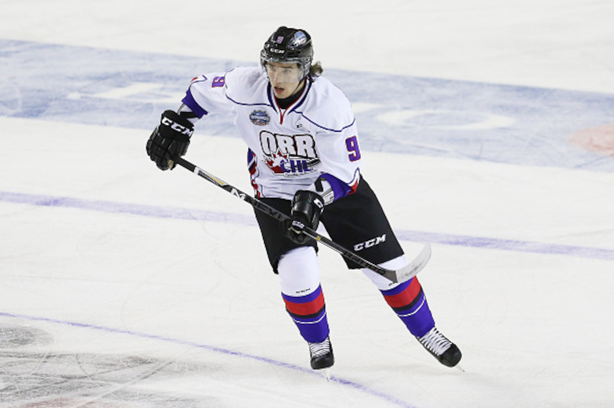 ST CATHARINES, ON - JANUARY 22:  Ivan Provorov #9 of Team Orr skates during the 2015 BMO CHL/NHL Top Prospects Game against Team Cherry at the Meridian Centre on January 22, 2015 in St Catharines, Ontario, Canada.  (Photo by Vaughn Ridley/Getty Images)