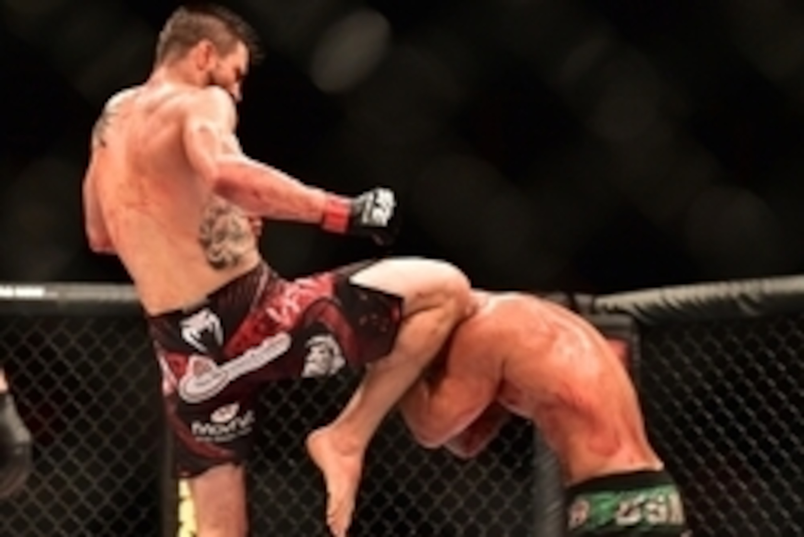May 30, 2015; Goiania, GO, Brazil; Carlos Condit (red gloves) fights Thiago Alves (blue gloves) during UFC Fight Night at Goiania Arena. Mandatory Credit: Jason Silva-USA TODAY Sports