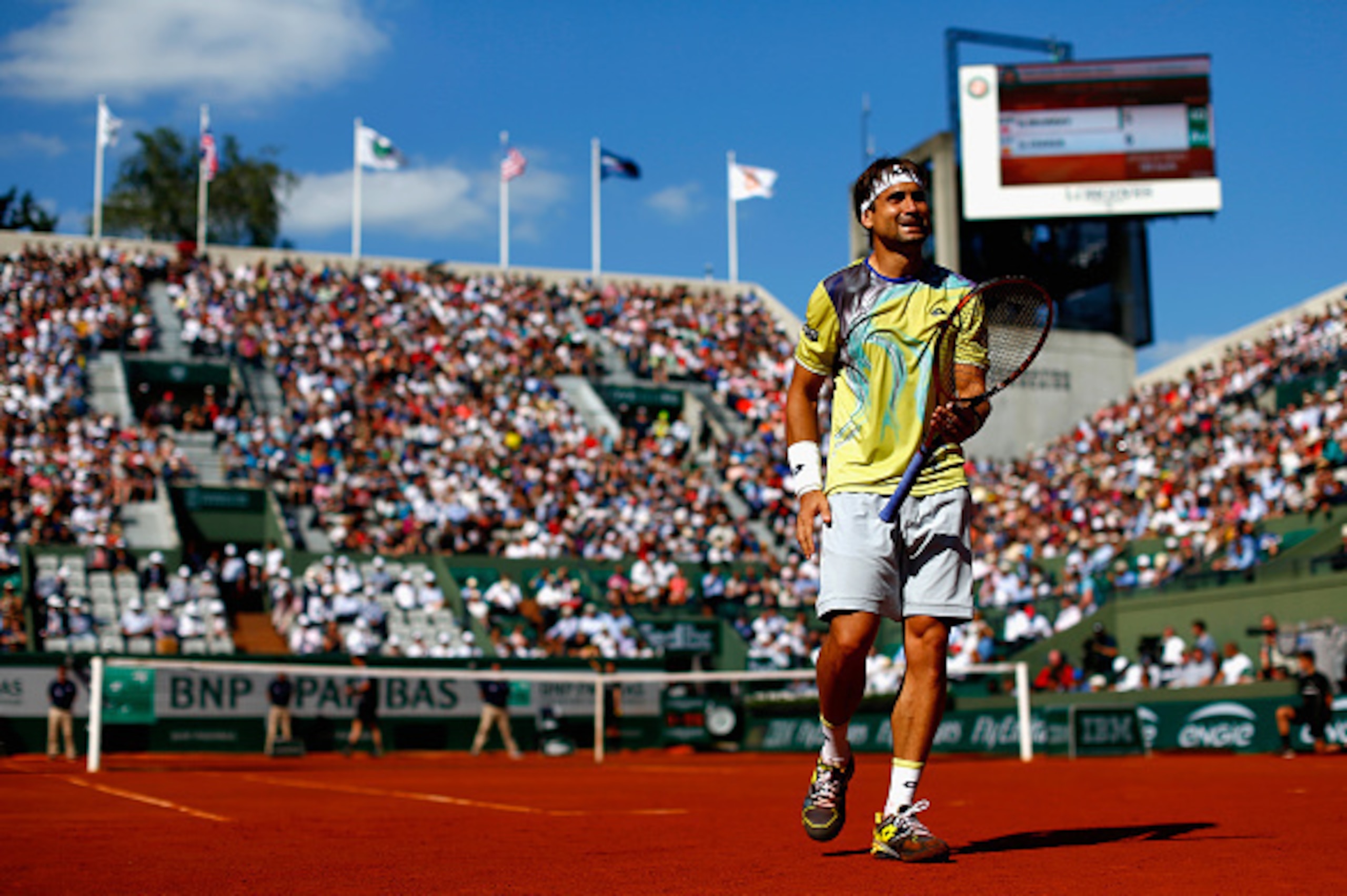 PARIS, FRANCE - JUNE 03: David Ferrer of Spain looks on in his Men's quarter final match against Andy Murray of Great Britain on day eleven of the 2015 French Open at Roland Garros on June 3, 2015 in Paris, France. (Photo by Julian Finney/Getty Images) PARIS, FRANCE - JUNE 03: David Ferrer of Spain looks on in his Men's quarter final match against Andy Murray of Great Britain on day eleven of the 2015 French Open at Roland Garros on June 3, 2015 in Paris, France. (Photo by Julian Finney/Getty Images)