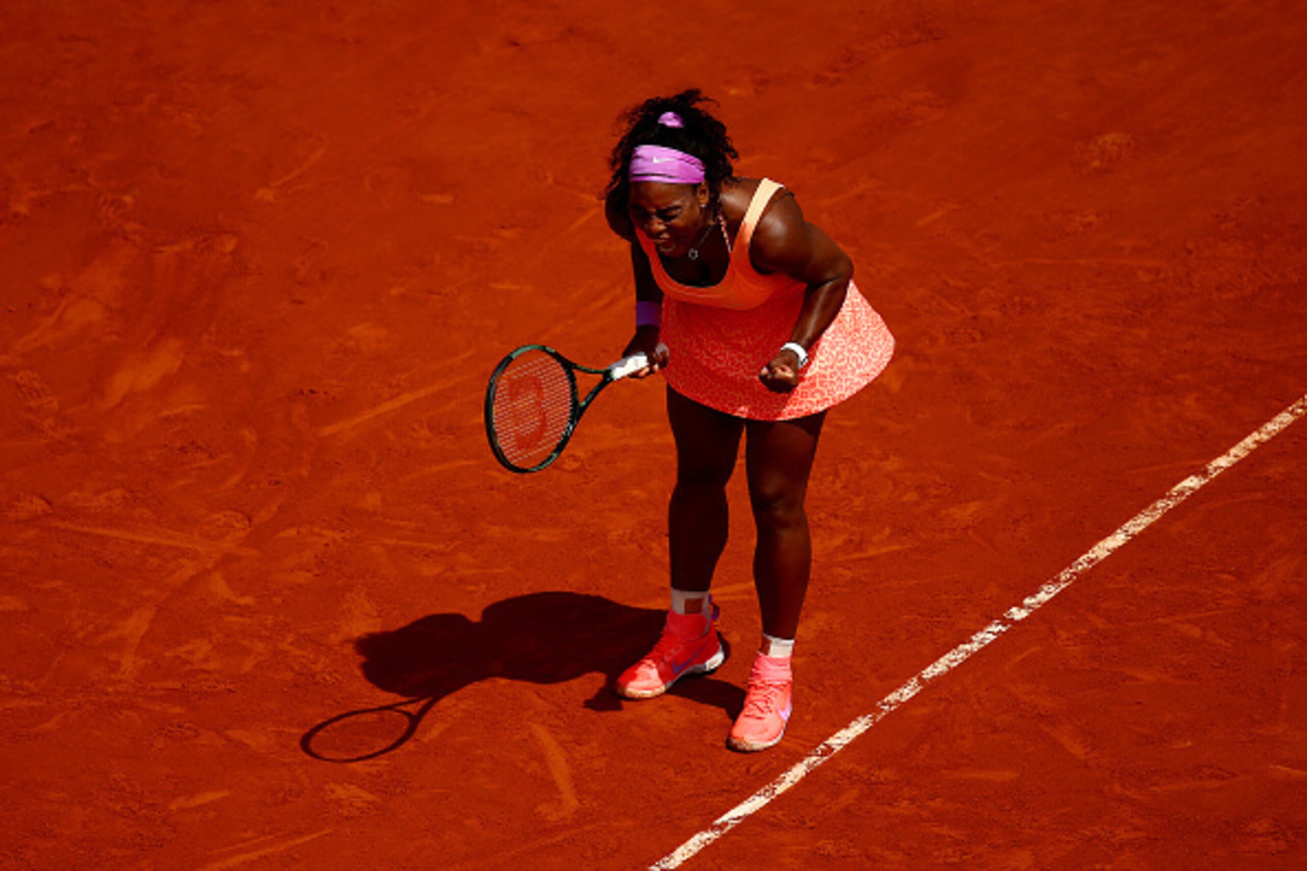 PARIS, FRANCE - JUNE 03:  Serena Williams of the United States celebrates a point in her Women's quarter final match against Sara Errani of Italy on day eleven of the 2015 French Open at Roland Garros on June 3, 2015 in Paris, France.  (Photo by Dan Istit