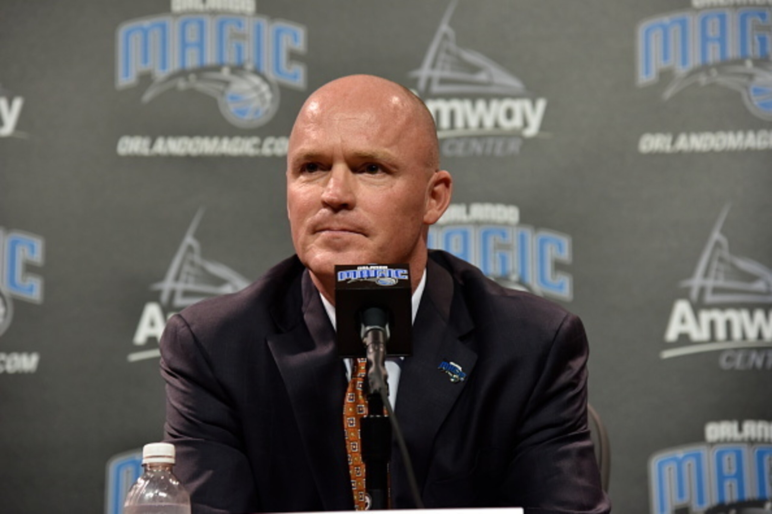 ORLANDO, FL - MAY 29:  New Orlando Magic head coach Scott Skiles adderesses the media during a press conference on May 29, 2015 at Amway Center in Orlando, Florida. NOTE TO USER: User expressly acknowledges and agrees that, by downloading and or using thi