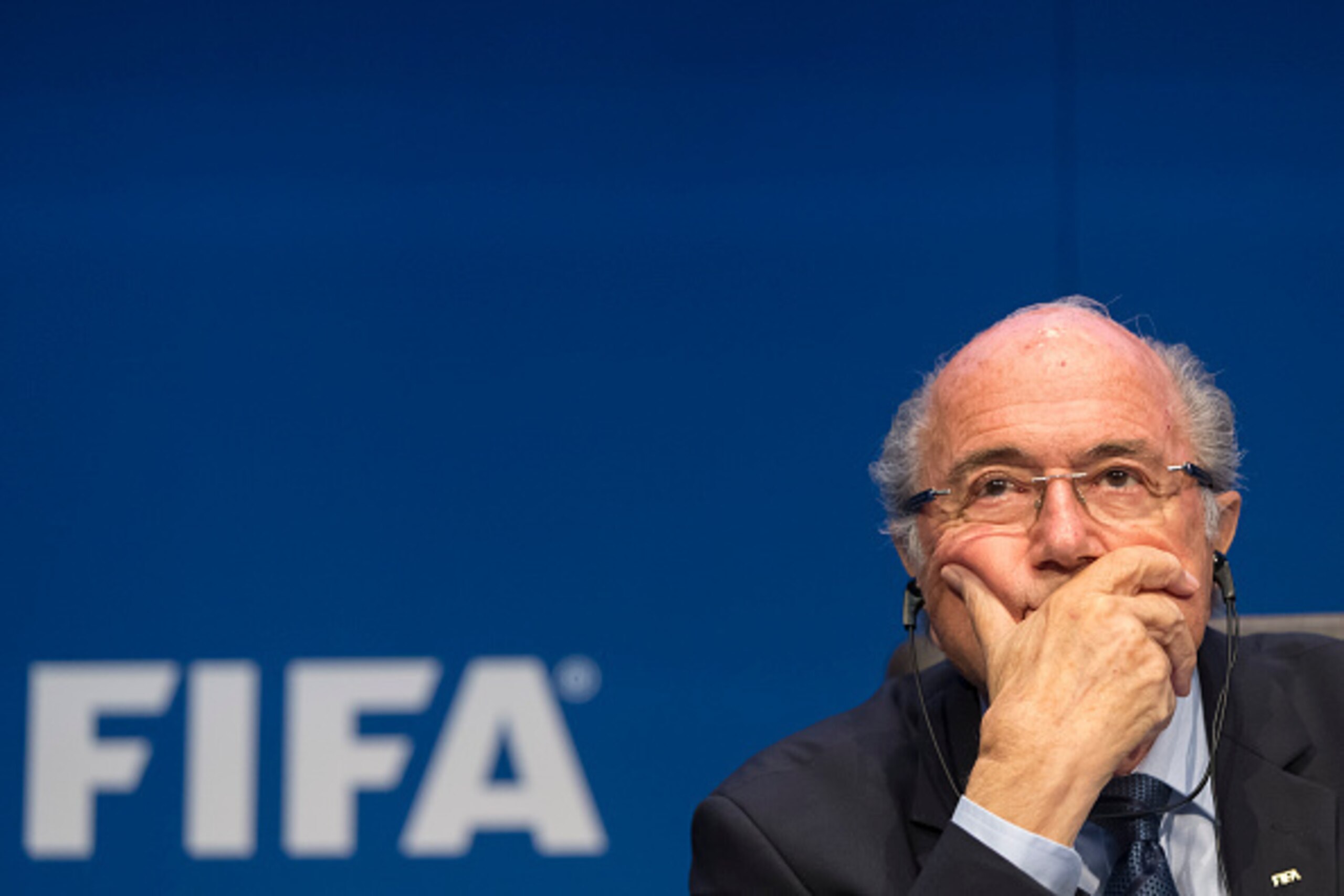 ZURICH, SWITZERLAND - MAY 30:  FIFA President Joseph S. Blatter talks to the press during the FIFA Post Congress Week Press Conference at the Home of FIFA on May 30, 2015 in Zurich, Switzerland.  (Photo by Alessandro Della Bella/Getty Images)