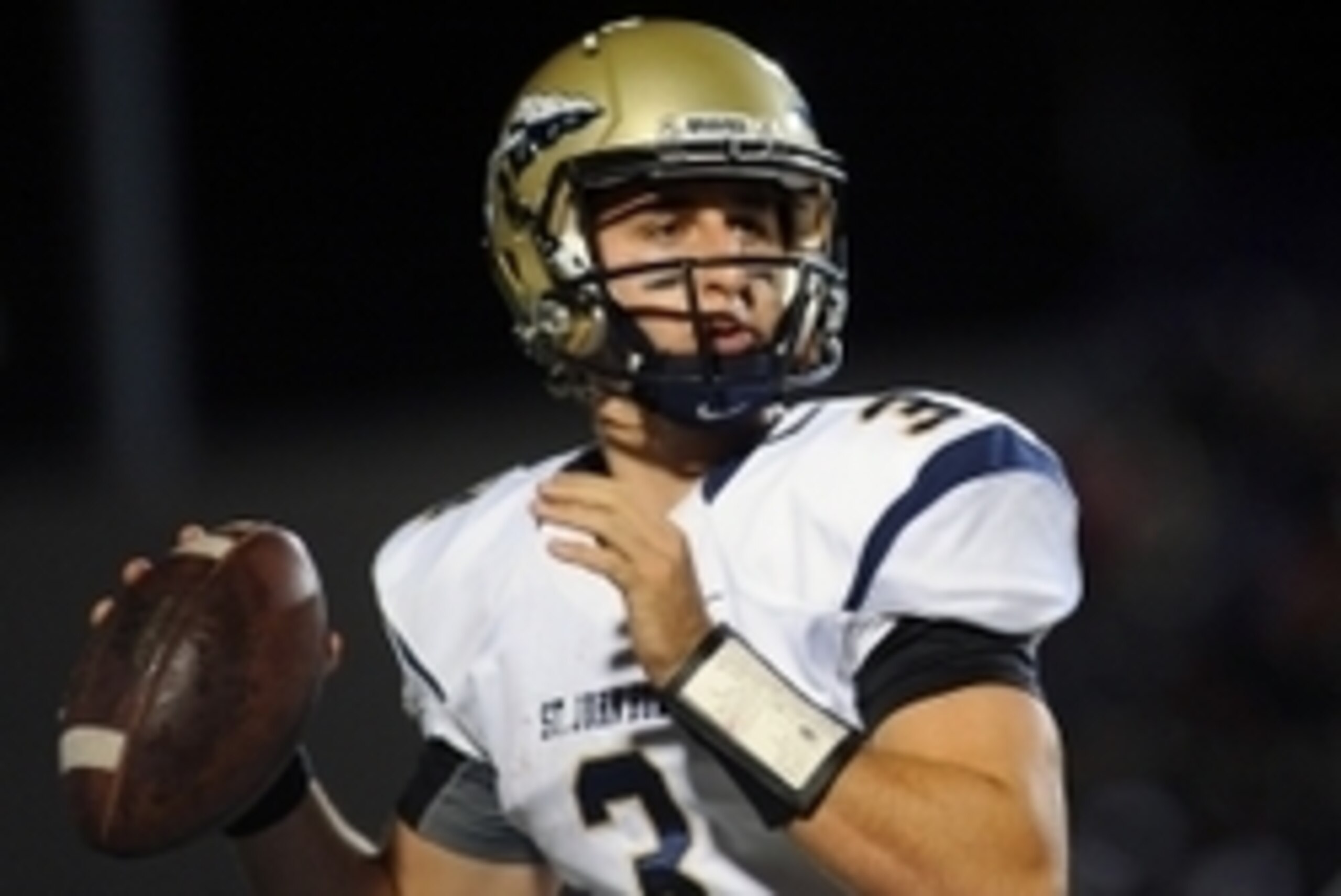 Sep 26, 2014; Las Vegas, NV, USA; St. John Bosco quarterback Josh Rosen (3) looks to pass against the Bishop Gorman Gaels at Fertitta Field. Mandatory Credit: Stephen R. Sylvanie-USA TODAY Sports
