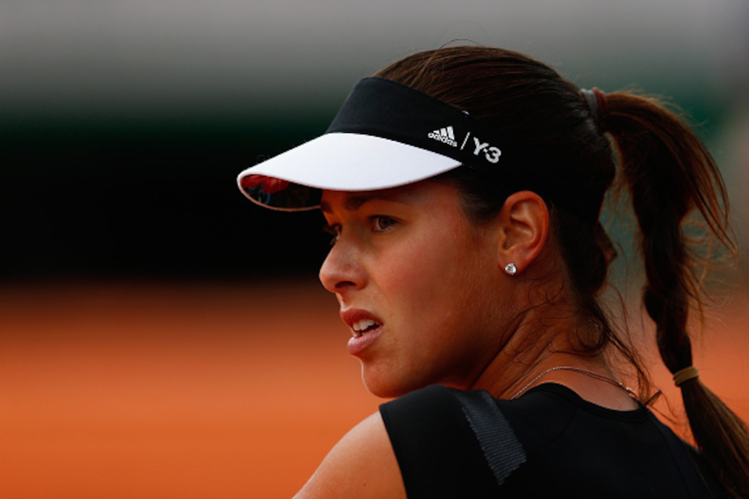 PARIS, FRANCE - JUNE 02:  Ana Ivanovic of Serbia looks on in her Women's quarter final match against Elina Svitolina of Ukraine on day of the 2015 French Open at Roland Garros on June 2, 2015 in Paris, France.  (Photo by Julian Finney/Getty Images)