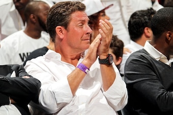 MIAMI, FL - JUNE 6: Former NFL Miami Dolphins quarterback Dan Marino looks on as the San Antonio Spurs play the Miami Heat during Game One of the 2013 NBA Finals on June 6, 2013 at American Airlines Arena in Miami, Florida. NOTE TO USER: User expressly ac