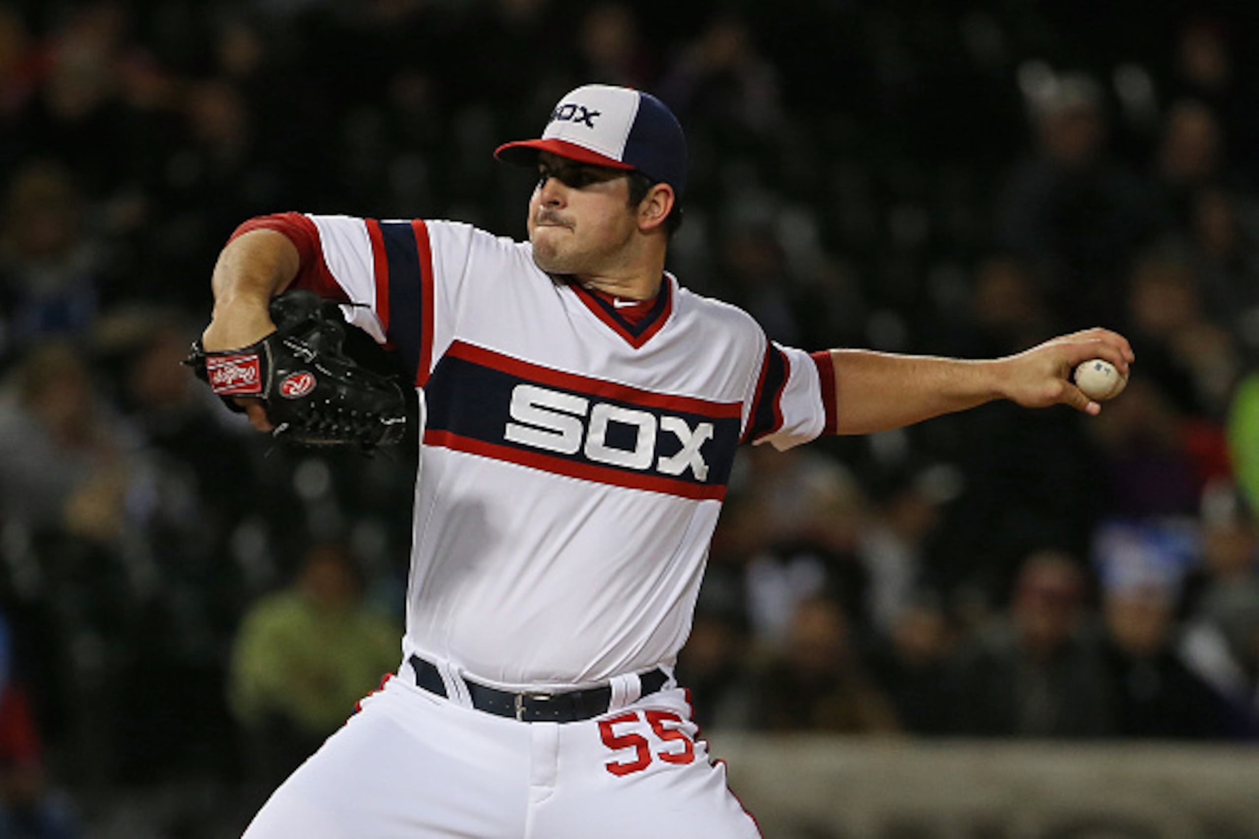 CHICAGO, IL - MAY 20: Starting pitcher Carlos Rodon #55 of the Chicago White Sox delivers the ball against the Cleveland Indians at U.S. Cellular Field on May 20, 2015 in Chicago, Illinois.  (Photo by Jonathan Daniel/Getty Images)