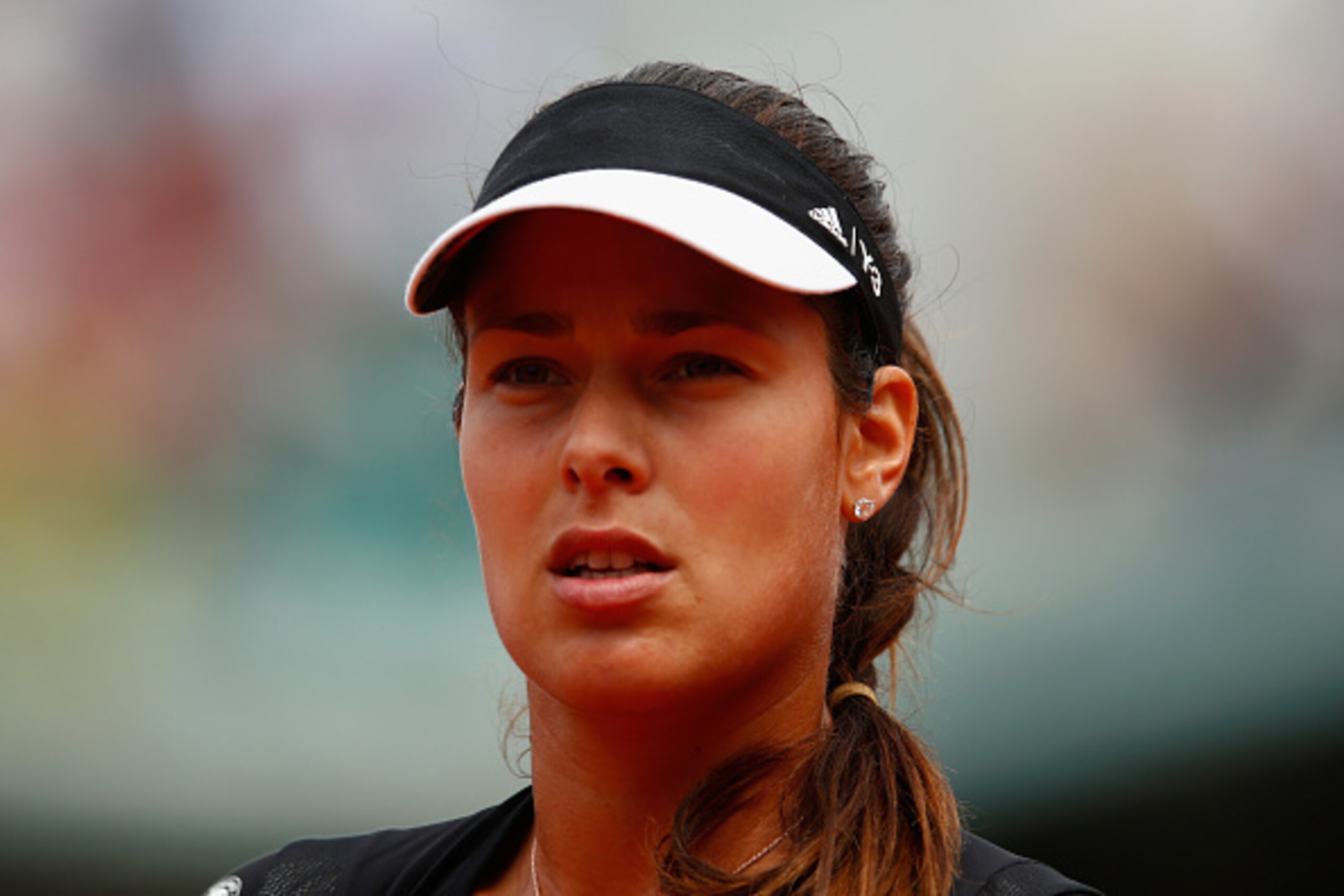 PARIS, FRANCE - JUNE 02:  Ana Ivanovic of Serbia looks on in her Women's quarter final match against Elina Svitolina of Ukraine on day of the 2015 French Open at Roland Garros on June 2, 2015 in Paris, France.  (Photo by Julian Finney/Getty Images)
