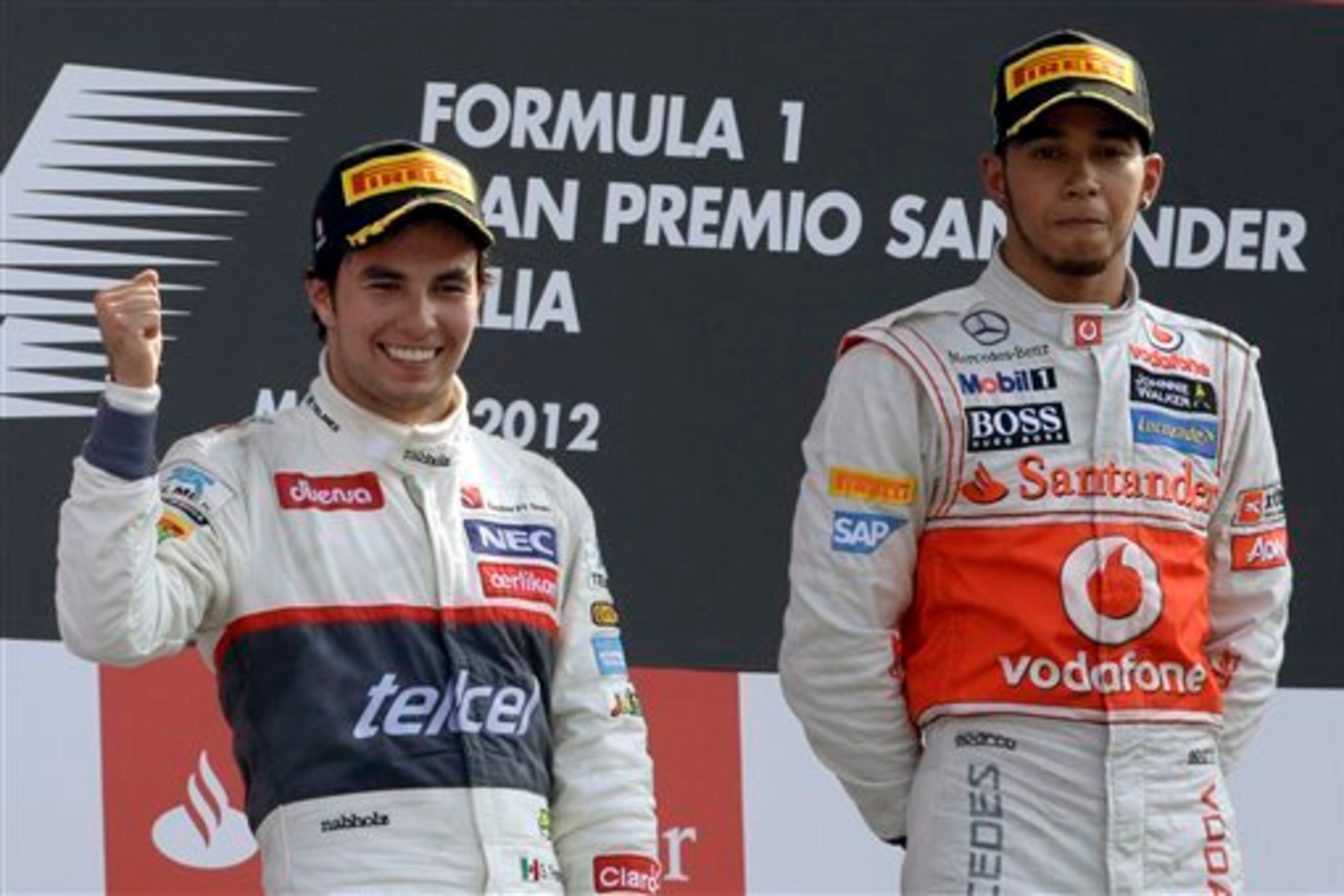 Sergio Perez on the Monza podium in 2012. Sergio Perez on the Monza podium in 2012.