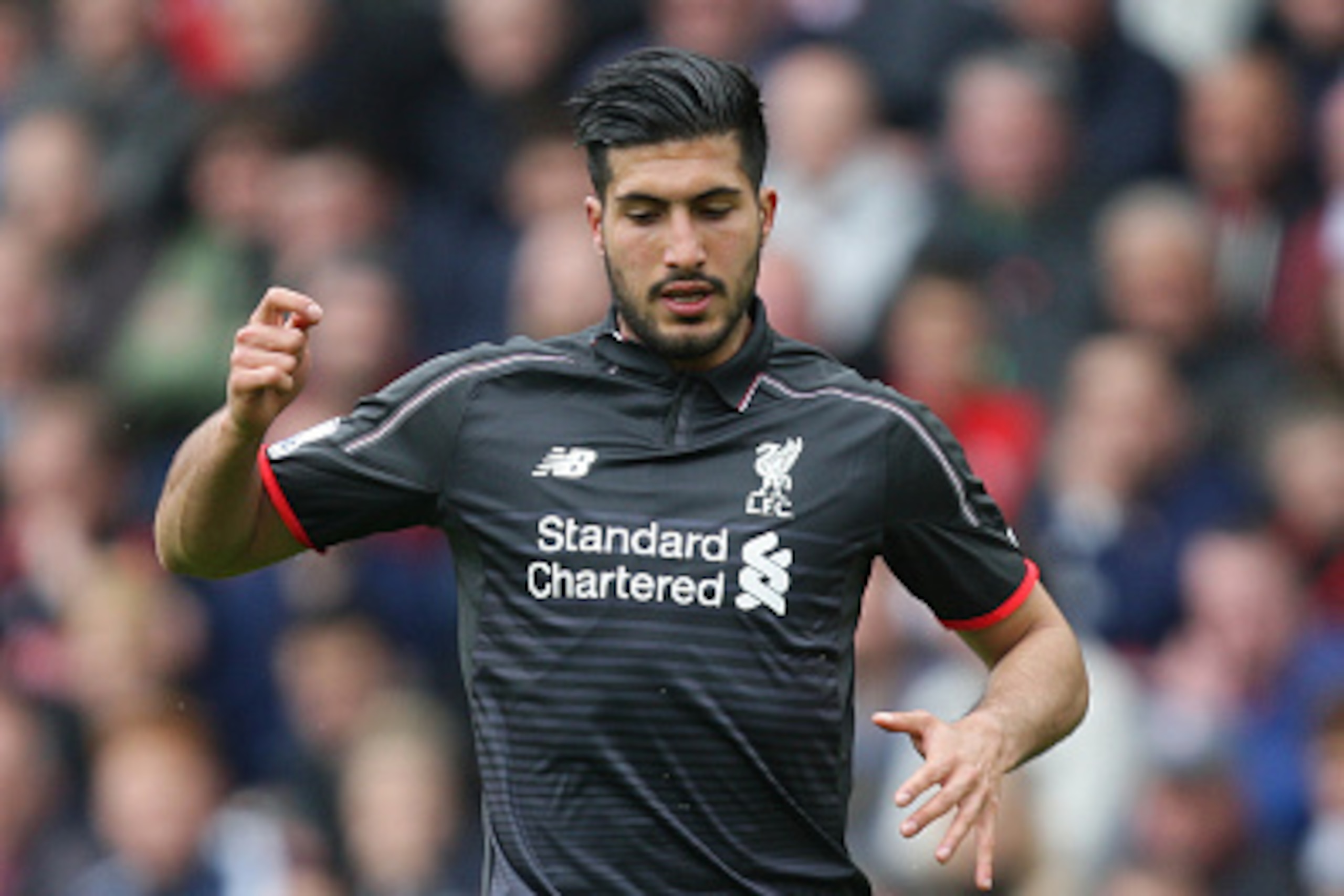 STOKE-ON-TRENT, ENGLAND - MAY 24: Emre Can of Liverpool during the Barclays Premier League match between Stoke City and Liverpool at the Britannia Stadium on May 24, 2015 in Stoke-on-Trent, England. (Photo by Dave Thompson/Getty Images)