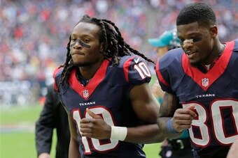 DeAndre Hopkins with former Texans teammate Andre Johnson.