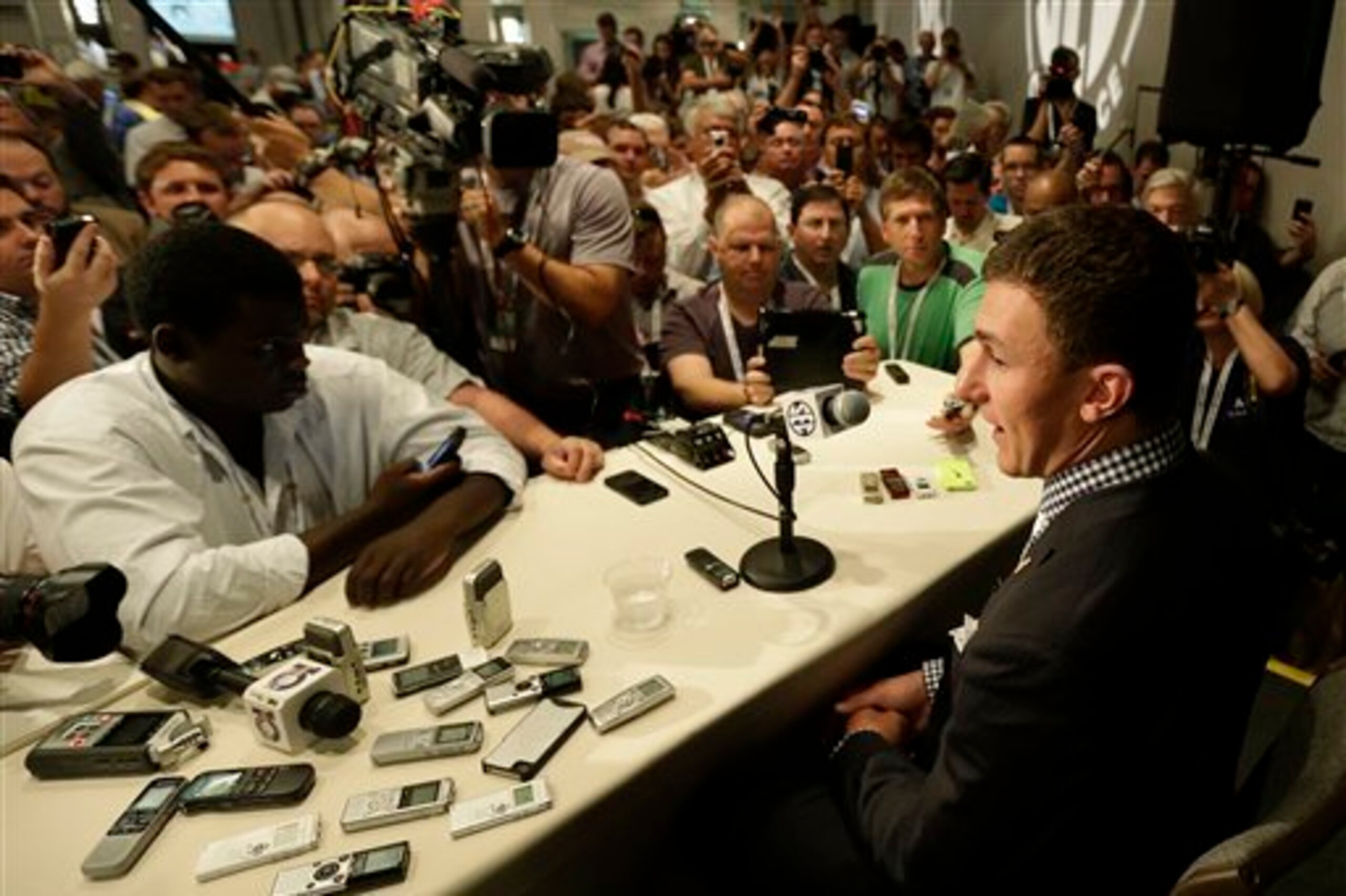 Johnny Manziel at SEC media day in 2013.