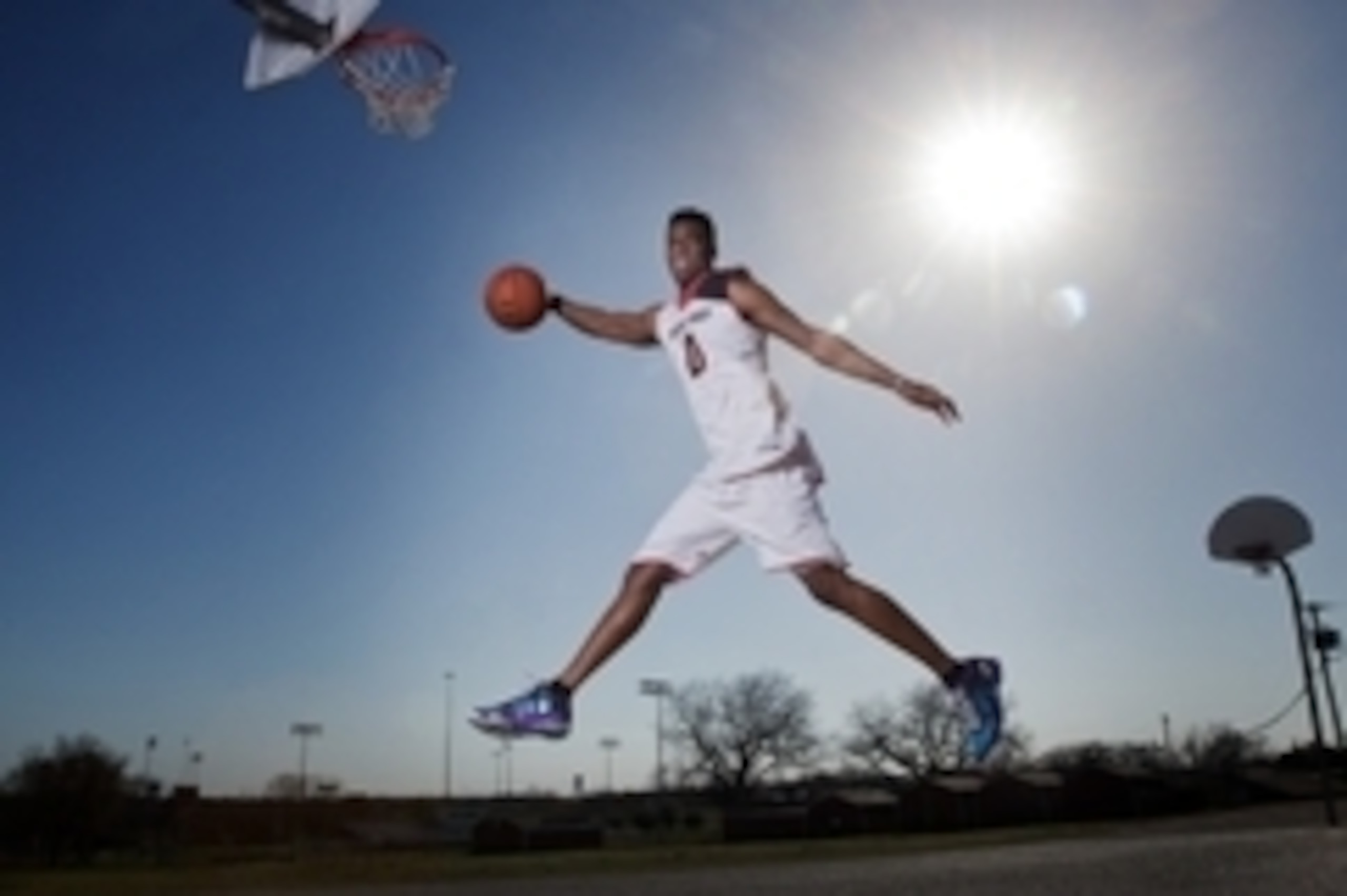 Mar 18, 2014; Dallas, TX, USA; Emmanuel Mudiay of Prime Prep Academy poses for a portrait. He is a finalist for the USA Today Player of the Year Award. Mandatory Credit: Kevin Jairaj-USA TODAY Sports