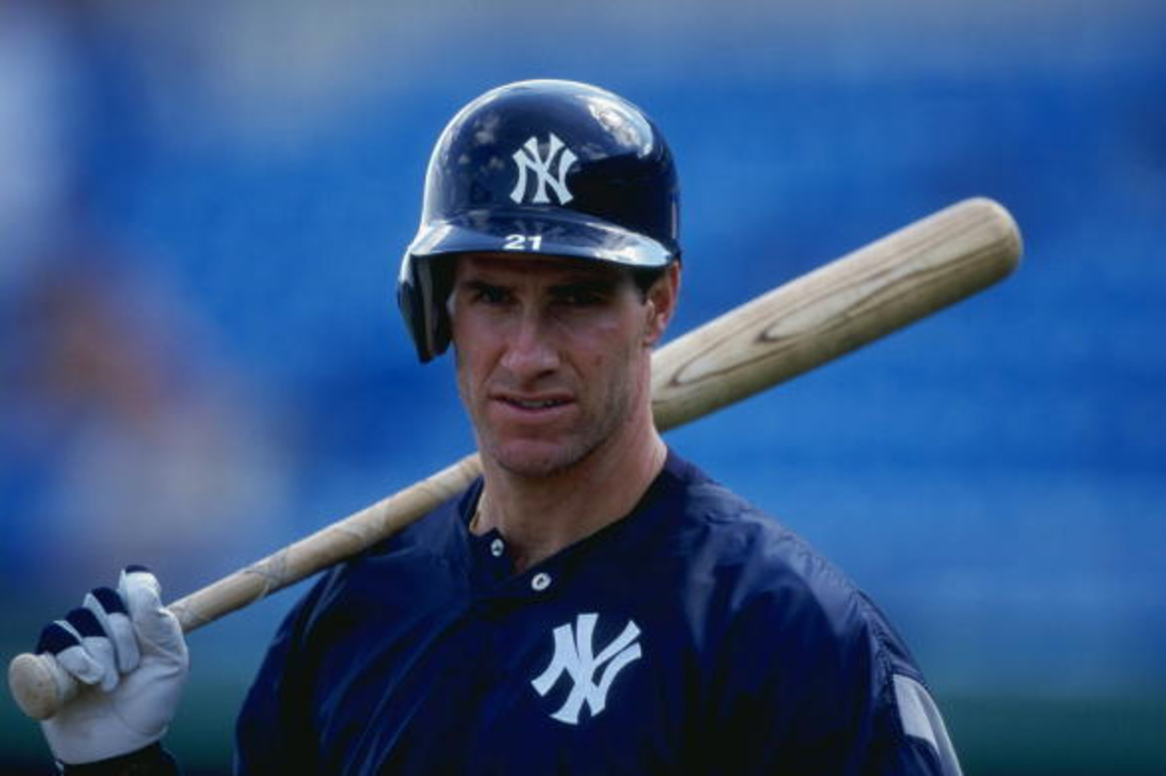 6 Mar 1999:  Outfielder Paul O''Neill #21 of the New York Yankees getting ready to bat during the Spring Training game against the Kansas City Royals at the Baseball City Stadium in Davenport, Florida. The Royals defeated the Yankees 9-1. Mandatory Credit