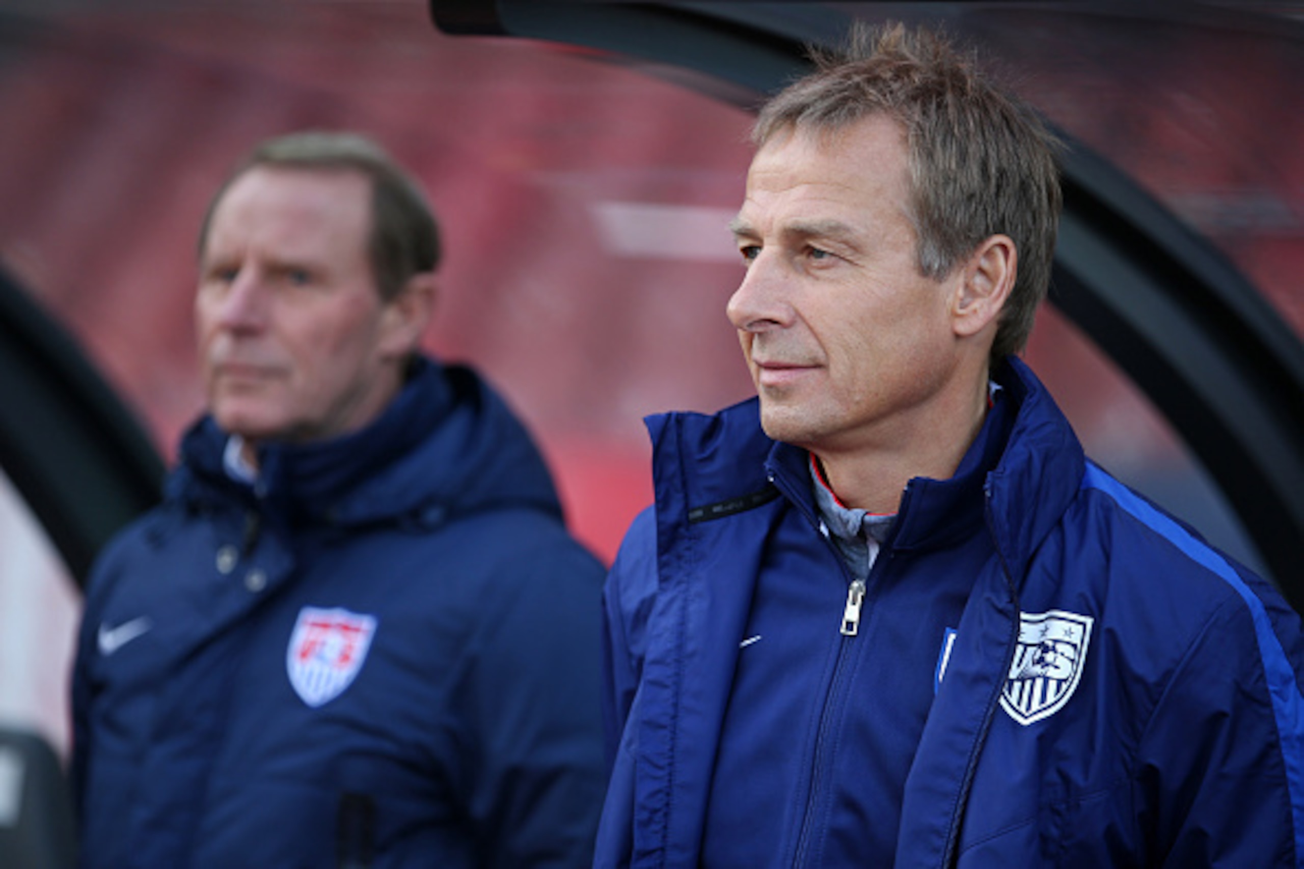 ZURICH, SWITZERLAND - MARCH 31: Head coach Juergen Klinsmann (R) and technical adviser Berti Vogts prior to the international friendly match between Switzerland and the United States at Stadium Letzigrund on March 31, 2015 in Zurich, Switzerland. (Photo b ZURICH, SWITZERLAND - MARCH 31: Head coach Juergen Klinsmann (R) and technical adviser Berti Vogts prior to the international friendly match between Switzerland and the United States at Stadium Letzigrund on March 31, 2015 in Zurich, Switzerland. (Photo b