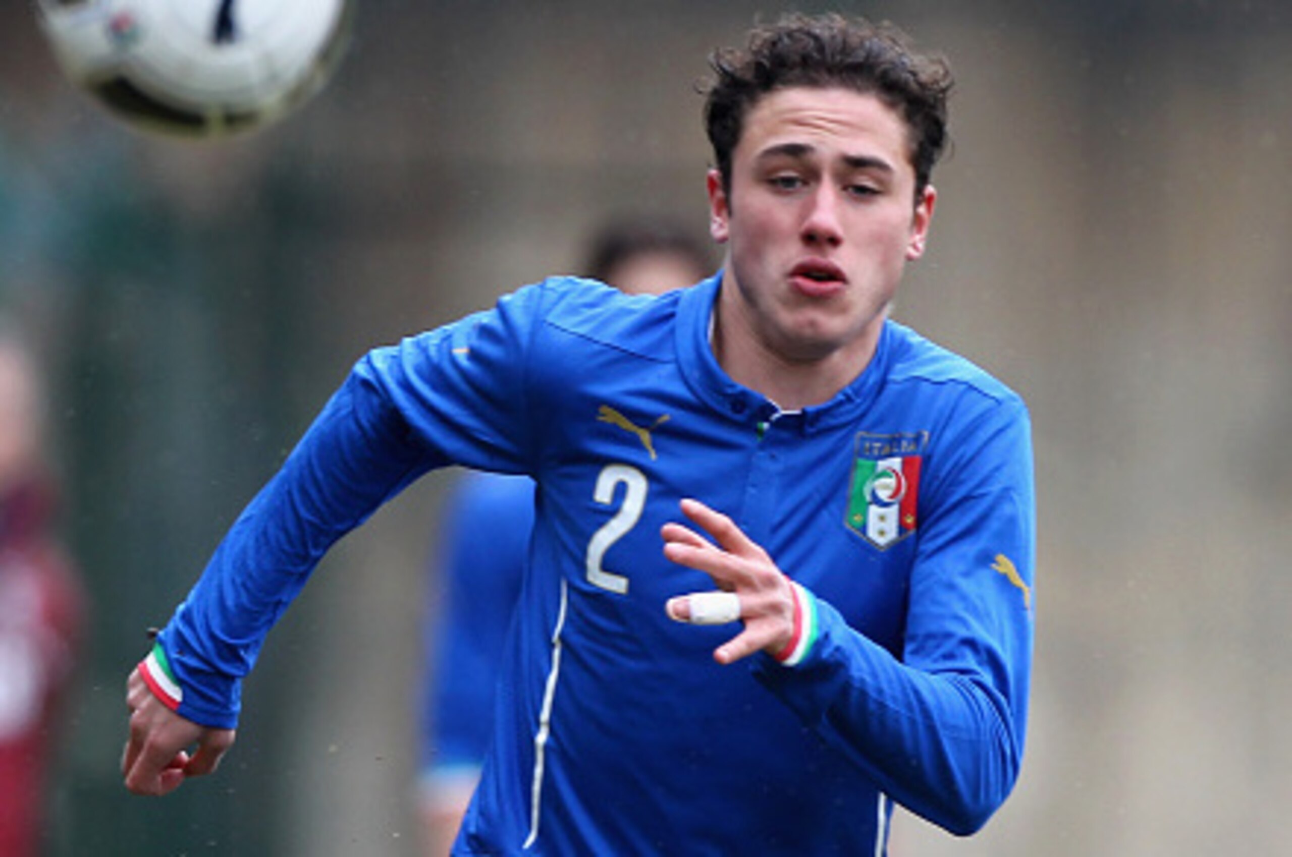 GENZANO DI ROMA, ITALY - FEBRUARY 25:  Davide Calabria of Italy in action during the international friendly match between Italy U19 and Georgia U19 on February 25, 2015 in Genzano di Roma, Italy.  (Photo by Paolo Bruno/Getty Images)