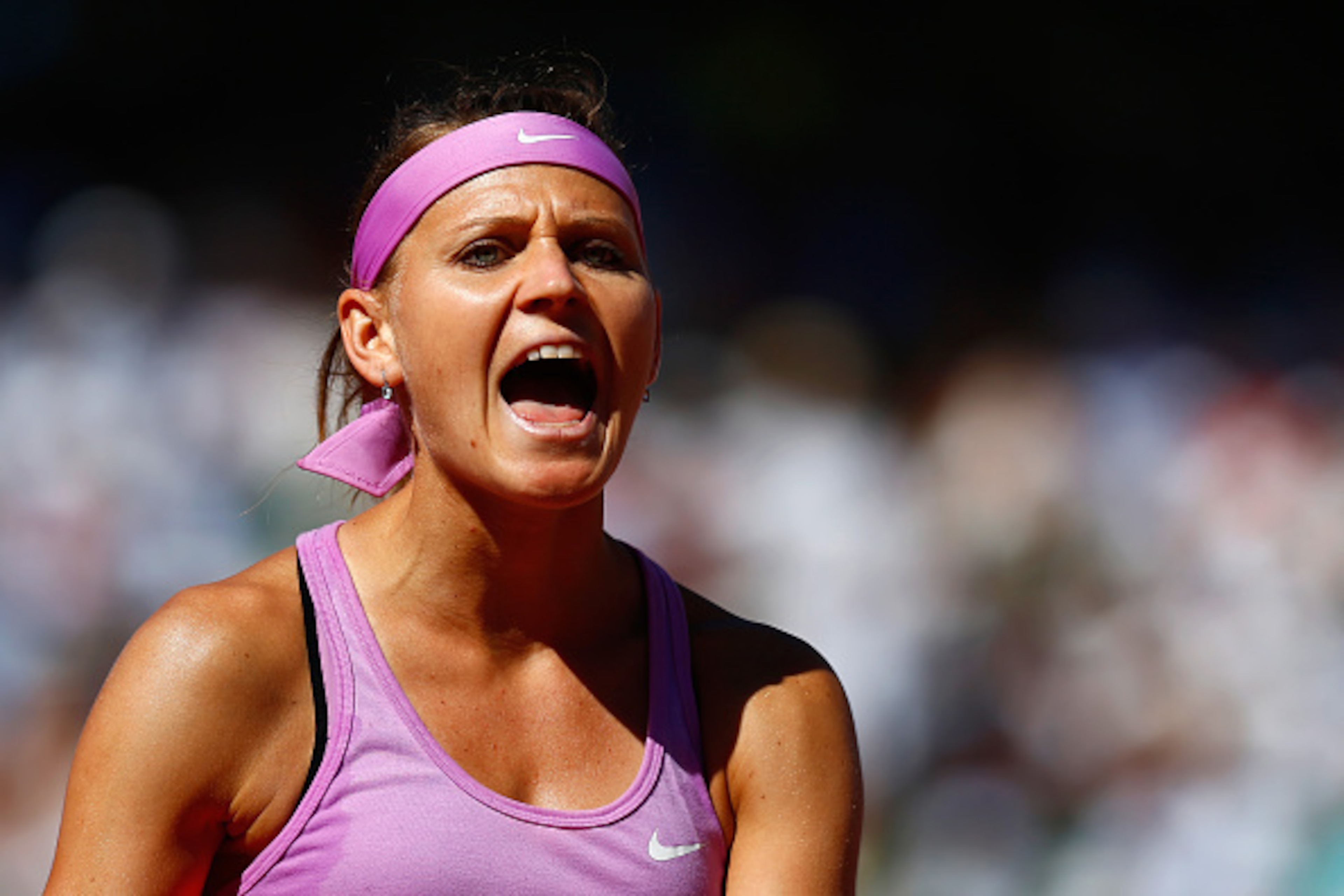 PARIS, FRANCE - JUNE 06:  Lucie Safarova of Czech Republic reacts in the Women's Singles Final againt Serena Williams of the United States on day fourteen of the 2015 French Open at Roland Garros on June 6, 2015 in Paris, France.  (Photo by Julian Finney/