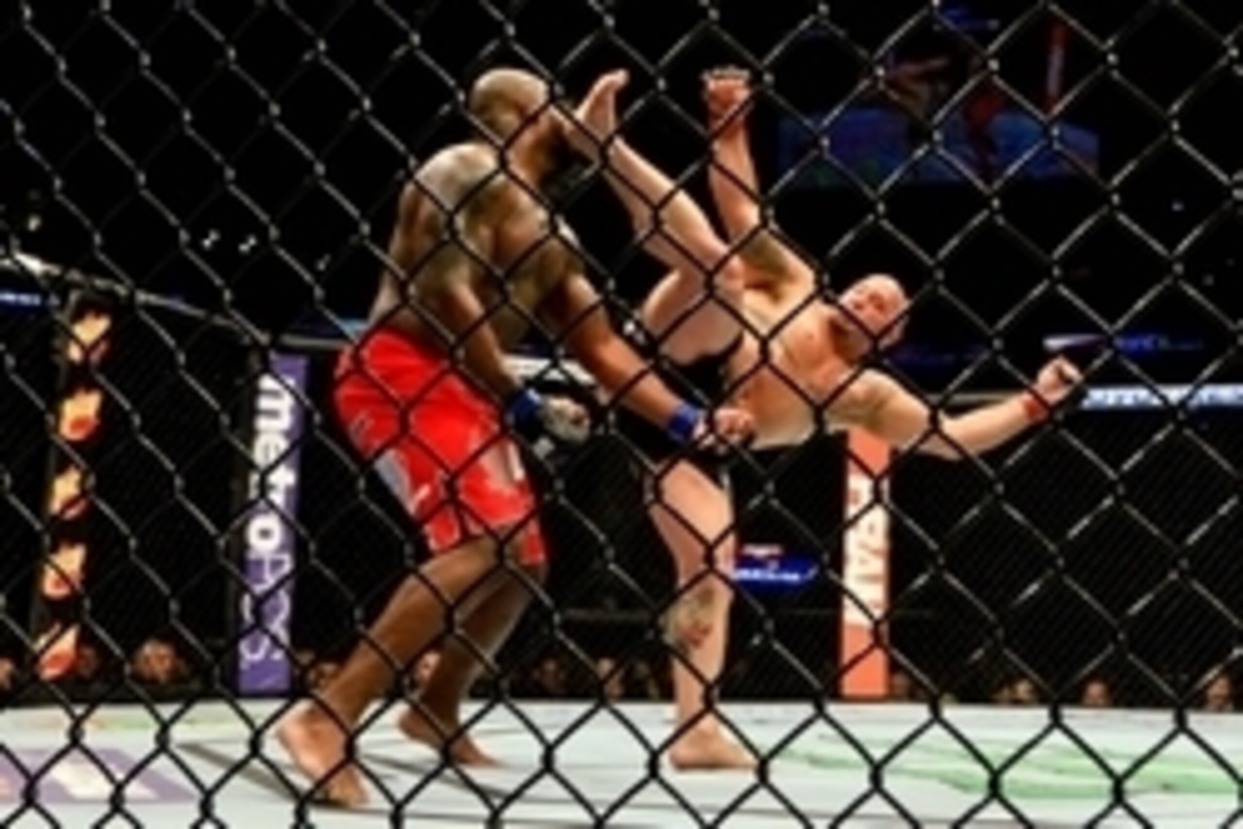 Jun 6, 2015; New Orleans, LA, USA; Shawn Jordan kicks Derrick Lewis during UFC Fight Night at the Smoothie King Center. Mandatory Credit: Derick E. Hingle-USA TODAY Sports