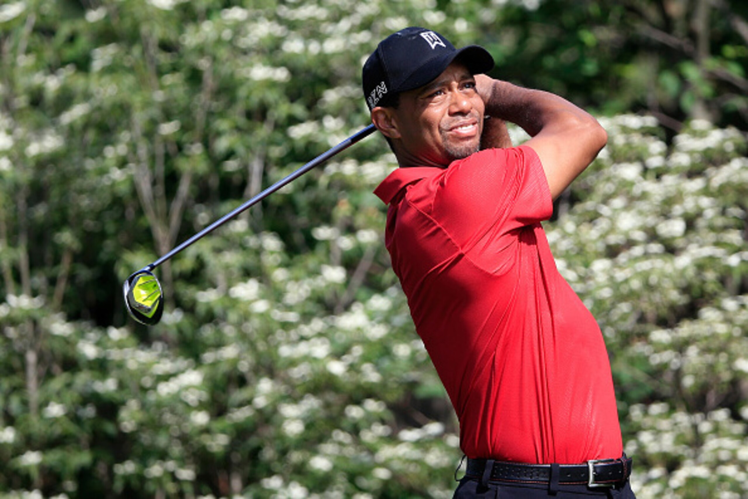 DUBLIN, OH - JUNE 07:  Tiger Woods of the United States plays a shot on the 13th hole during the final round of The Memorial Tournament presented by Nationwide at Muirfield Village Golf Club on June 7, 2015 in Dublin, Ohio.  (Photo by Sam Greenwood/Getty 
