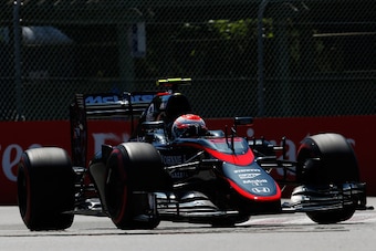 MONTREAL, QC - JUNE 06:  Jenson Button of Great Britain and McLaren Honda drives during final practice for the Canadian Formula One Grand Prix at Circuit Gilles Villeneuve on June 6, 2015 in Montreal, Canada.  (Photo by Charles Coates/Getty Images)