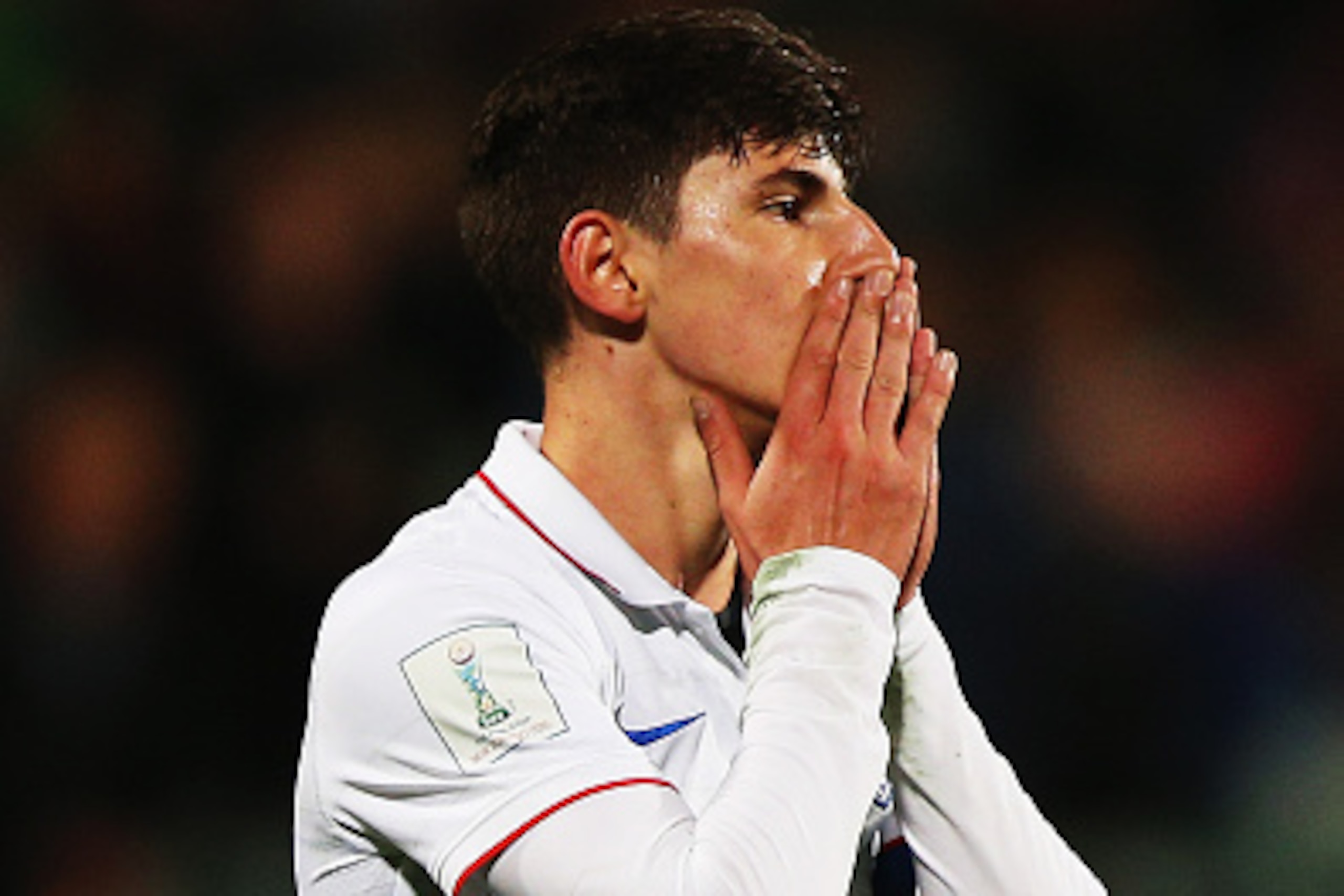 AUCKLAND, NEW ZEALAND - JUNE 05: Emerson Hyndman of USA reacts after missing a penalty during the FIFA U-20 World Cup New Zealand 2015 Pool A match between Ukraine and the United States of America at North Harbour Stadium on June 5, 2015 in Auckland, New 