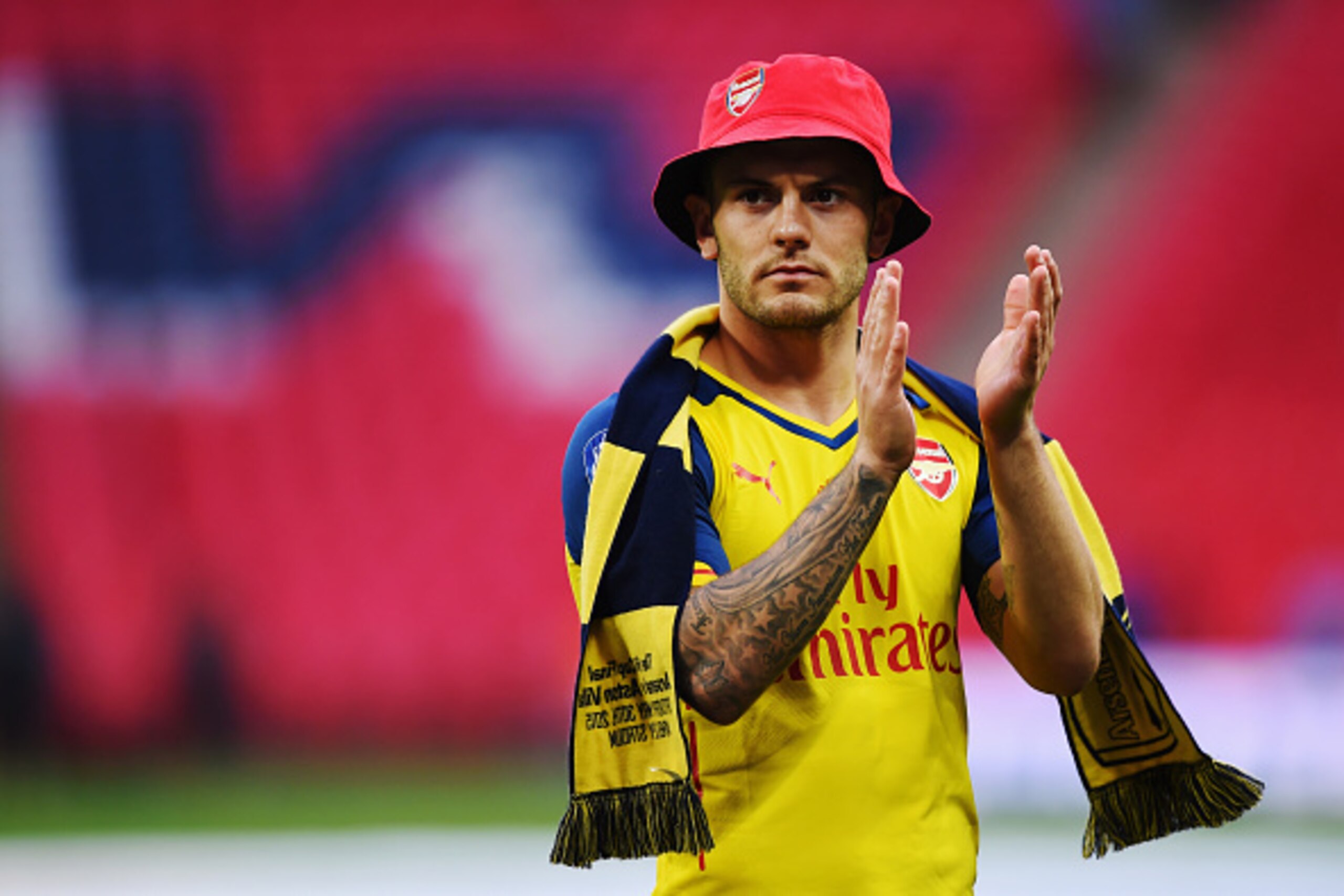 LONDON, ENGLAND - MAY 30: Jack Wilshere of Arsenal looks on in victory after the FA Cup Final between Aston Villa and Arsenal at Wembley Stadium on May 30, 2015 in London, England. Arsenal beat Aston Villa 4-0. (Photo by Shaun Botterill/Getty Images) LONDON, ENGLAND - MAY 30: Jack Wilshere of Arsenal looks on in victory after the FA Cup Final between Aston Villa and Arsenal at Wembley Stadium on May 30, 2015 in London, England. Arsenal beat Aston Villa 4-0. (Photo by Shaun Botterill/Getty Images)