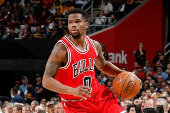 CLEVELAND, OHIO - MAY 6: Aaron Brooks #0 of the Chicago Bulls drives to the basket against the Cleveland Cavaliers during Game Two of the Eastern Conference Semifinals during the NBA Playoffs on May 6, 2015 at Quicken Loans Arena in Cleveland, Ohio.  NOTE