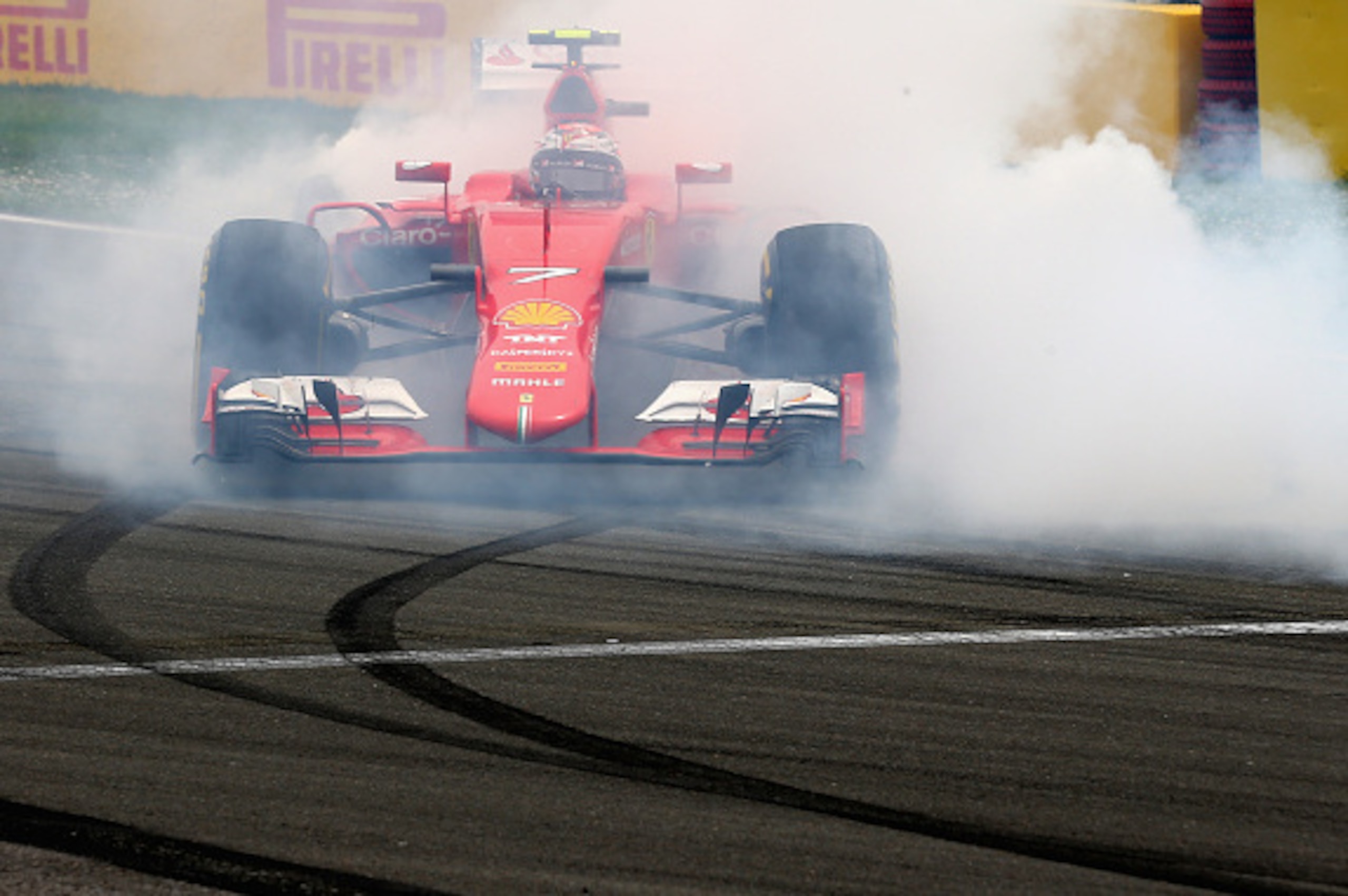 MONTREAL, QC - JUNE 07: Kimi Raikkonen of Finland and Ferrari spins off the track during the Canadian Formula One Grand Prix at Circuit Gilles Villeneuve on June 7, 2015 in Montreal, Canada. (Photo by Clive Mason/Getty Images) MONTREAL, QC - JUNE 07: Kimi Raikkonen of Finland and Ferrari spins off the track during the Canadian Formula One Grand Prix at Circuit Gilles Villeneuve on June 7, 2015 in Montreal, Canada. (Photo by Clive Mason/Getty Images)