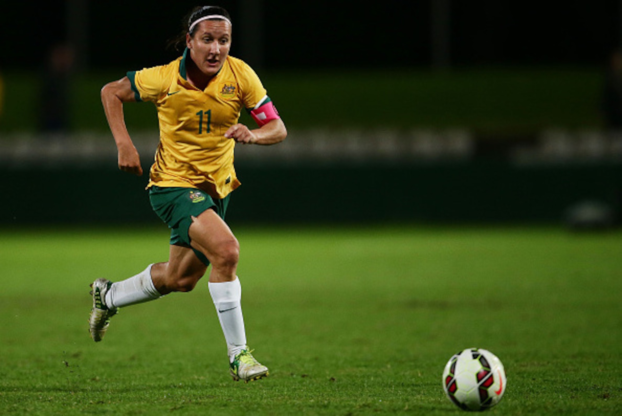 SYDNEY, AUSTRALIA - MAY 21:  Lisa De Vanna of the Matildas controls the ball during the international women's friendly match between the Australian Matildas and Vietnam at WIN Jubilee Stadium on May 21, 2015 in Sydney, Australia.  (Photo by Matt King/Gett