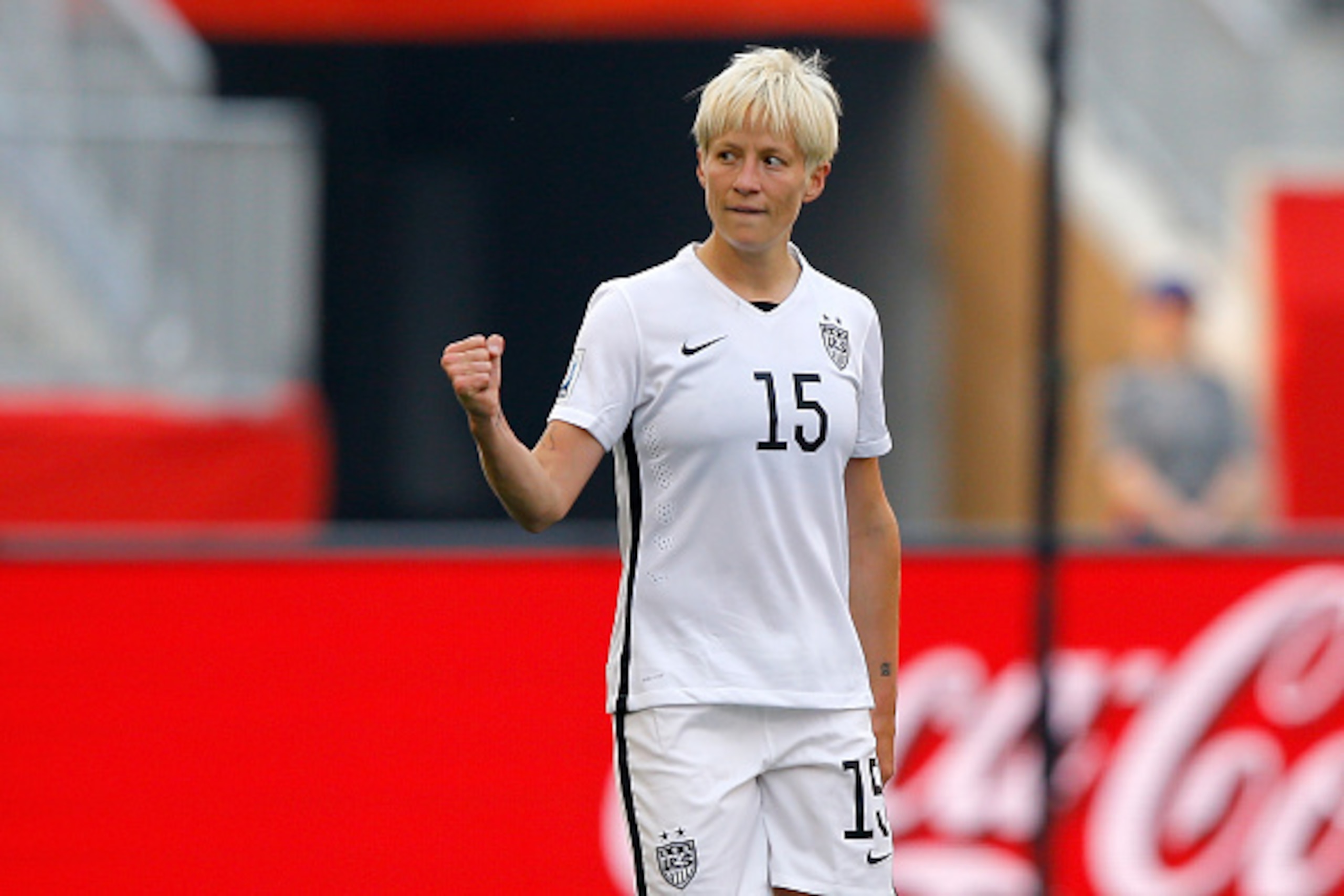 WINNIPEG, MB - JUNE 08: Megan Rapinoe #15 of United States celebrates her opening goal against Australia in the first half during the FIFA Women's World Cup 2015 Group D match at Winnipeg Stadium on June 8, 2015 in Winnipeg, Canada. (Photo by Kevin C. C WINNIPEG, MB - JUNE 08: Megan Rapinoe #15 of United States celebrates her opening goal against Australia in the first half during the FIFA Women's World Cup 2015 Group D match at Winnipeg Stadium on June 8, 2015 in Winnipeg, Canada. (Photo by Kevin C. C