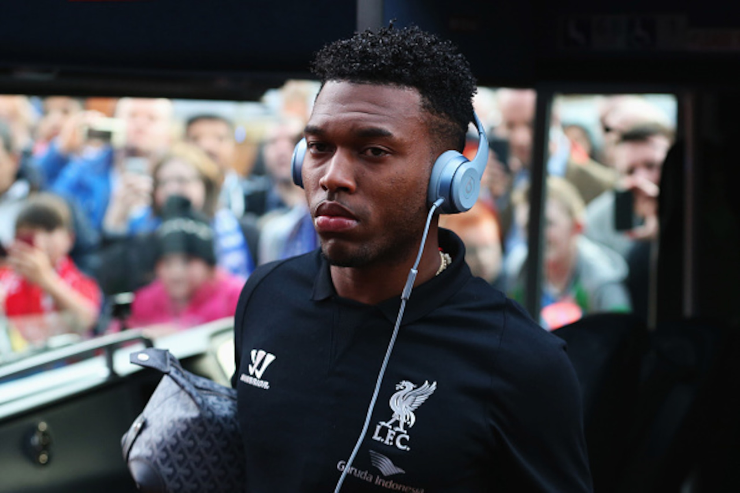 BLACKBURN, ENGLAND - APRIL 08:  Daniel Sturridge of Liverpool arrives prior to the FA Cup Quarter Final Replay match between Blackburn Rovers and Liverpool at Ewood Park on April 8, 2015 in Blackburn, England.  (Photo by Jan Kruger/Getty Images)