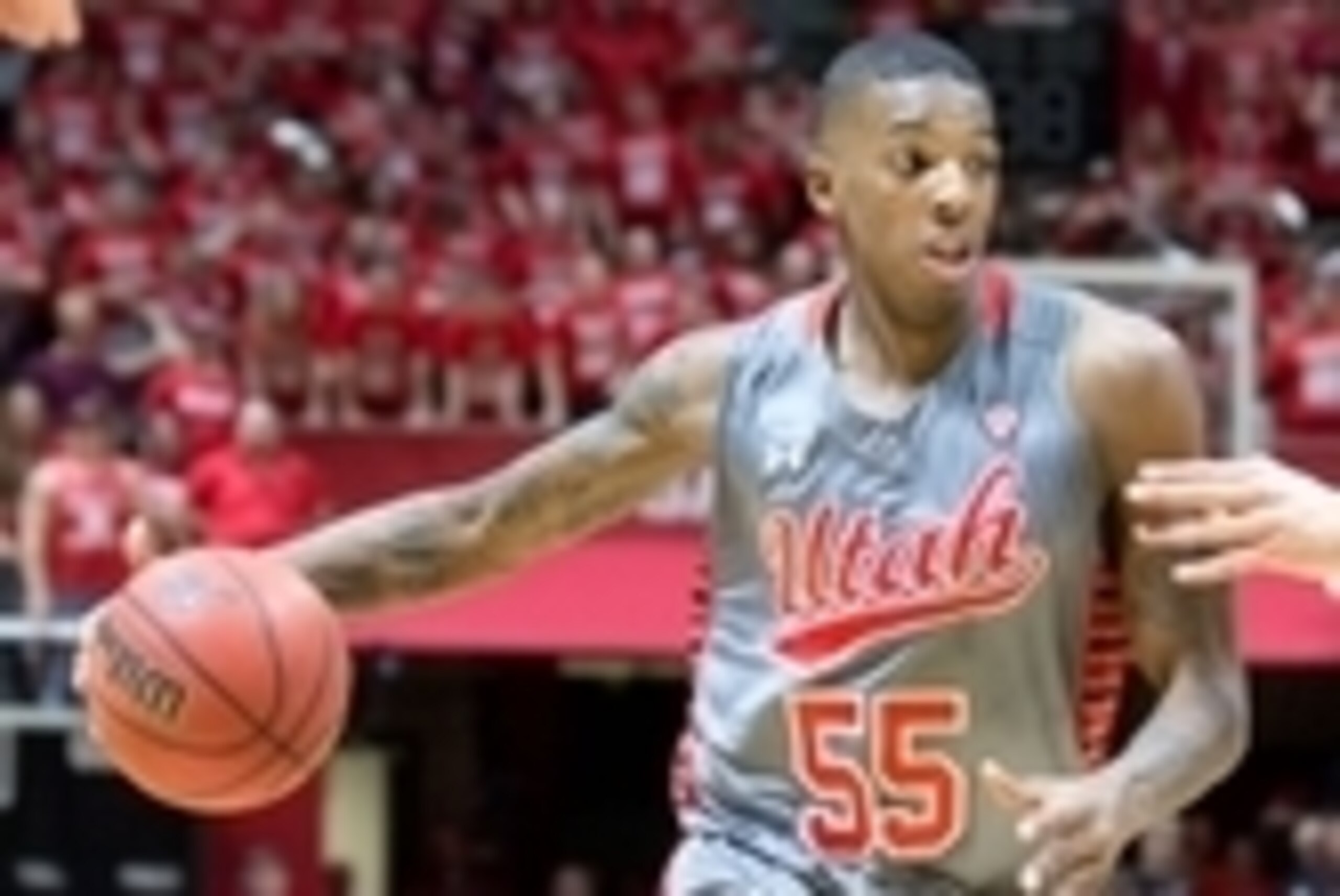 Feb 28, 2015; Salt Lake City, UT, USA; Utah Utes guard Delon Wright (55) dribbles the ball during the second half against the Arizona Wildcats at Jon M. Huntsman Center. The Wildcats won 63-57. Mandatory Credit: Russ Isabella-USA TODAY Sports