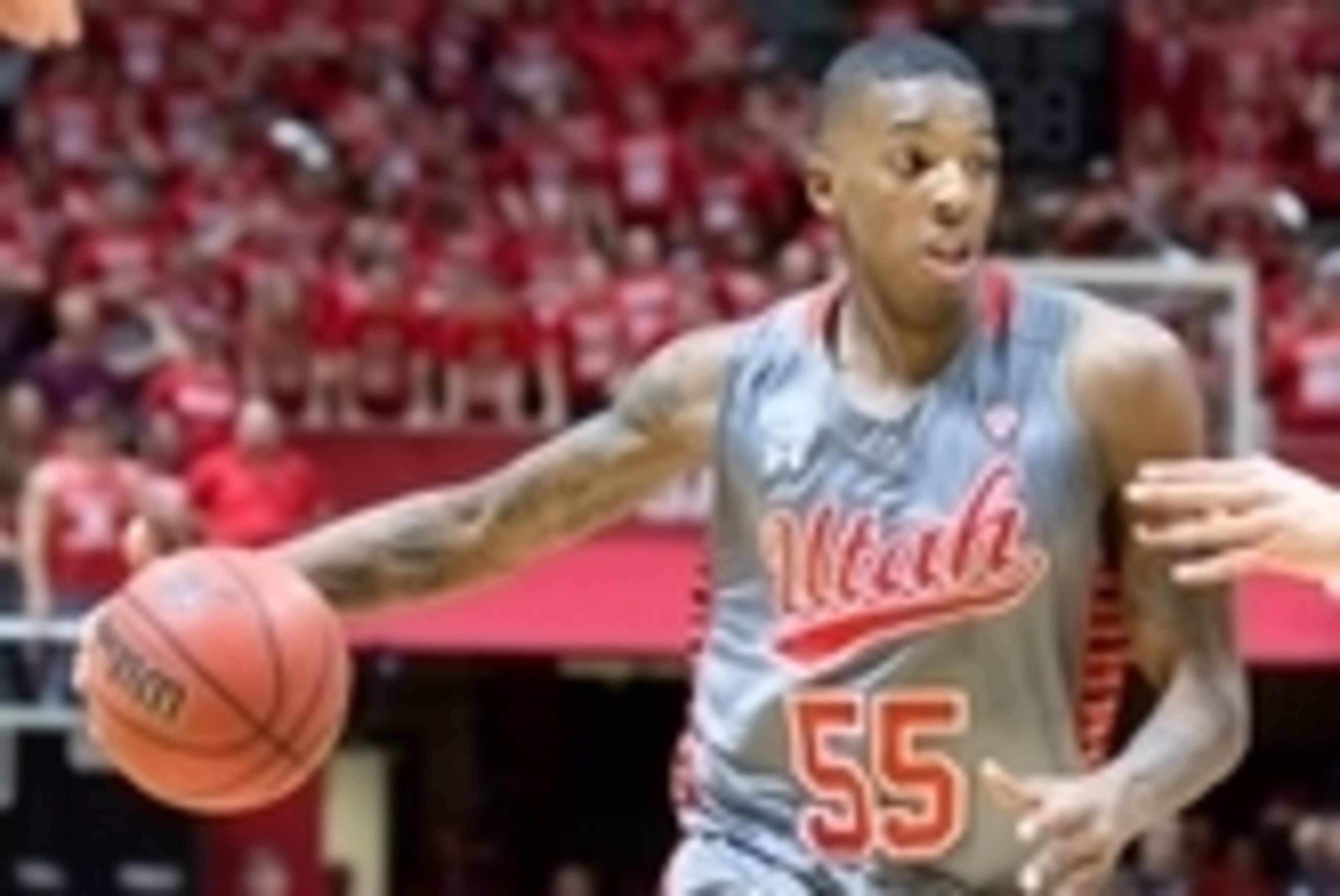 Feb 28, 2015; Salt Lake City, UT, USA; Utah Utes guard Delon Wright (55) dribbles the ball during the second half against the Arizona Wildcats at Jon M. Huntsman Center. The Wildcats won 63-57. Mandatory Credit: Russ Isabella-USA TODAY Sports