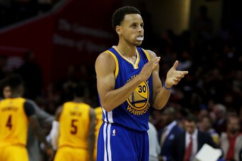CLEVELAND, OH - JUNE 09:  Stephen Curry #30 of the Golden State Warriors reacts in the fourth quarter against the Cleveland Cavaliers during Game Three of the 2015 NBA Finals at Quicken Loans Arena on June 9, 2015 in Cleveland, Ohio.  NOTE TO USER: User e