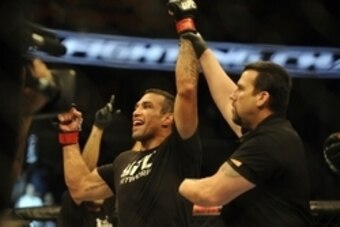 Apr 19, 2014; Orlando, FL, USA; Fabricio Werdum celebrates a victory in his heavyweight fight during UFC on FOX 11 at Amway Center. Mandatory Credit: David Manning-USA TODAY Sports