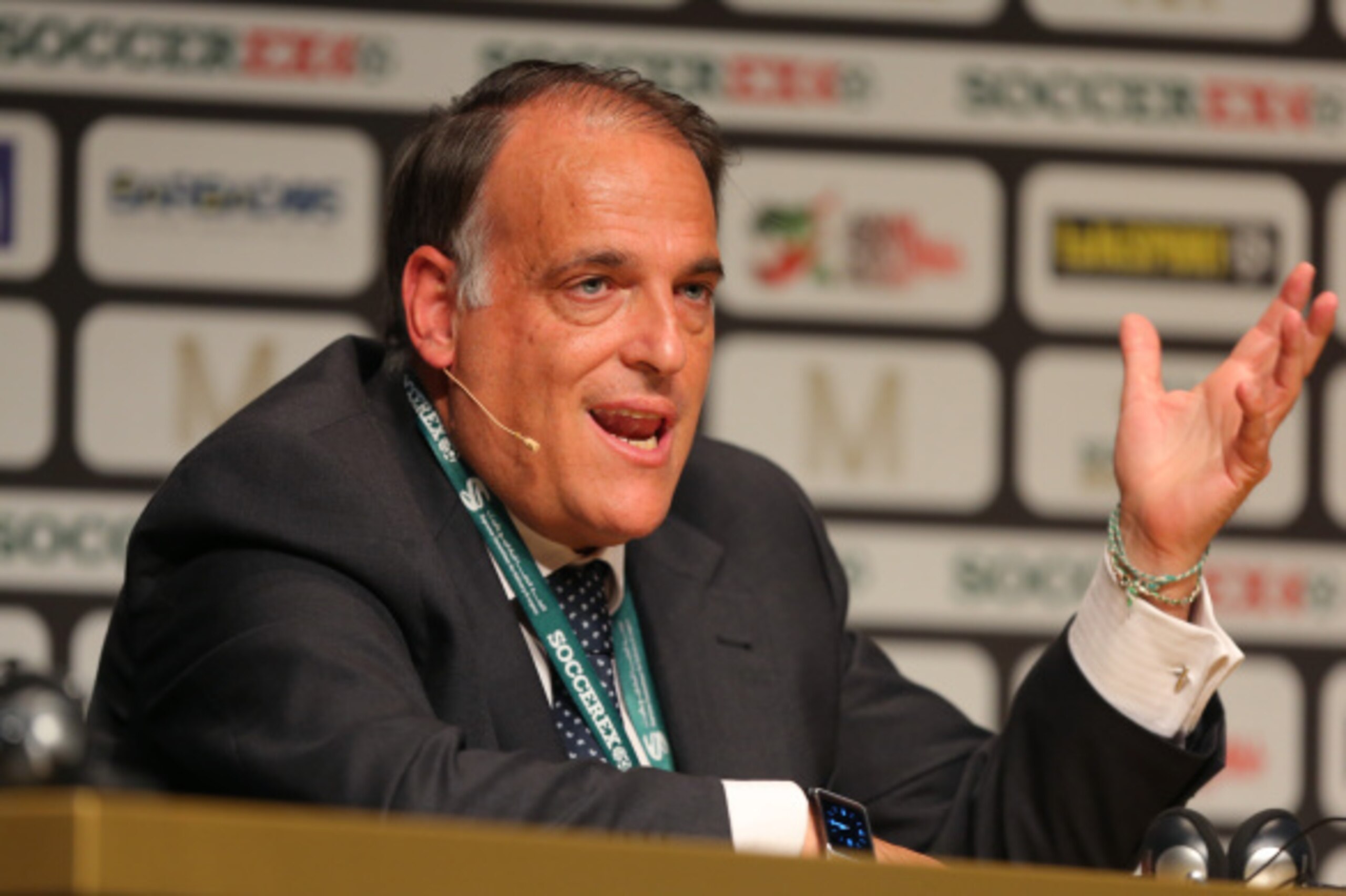 MANCHESTER, ENGLAND - SEPTEMBER 10: Javier Tebas, President of Liga de Futbol Profesional during the Soccerex European Forum Conference Programme on September 10, 2014 in Manchester, England. (Photo by Dave Thompson/Getty Images) MANCHESTER, ENGLAND - SEPTEMBER 10: Javier Tebas, President of Liga de Futbol Profesional during the Soccerex European Forum Conference Programme on September 10, 2014 in Manchester, England. (Photo by Dave Thompson/Getty Images)
