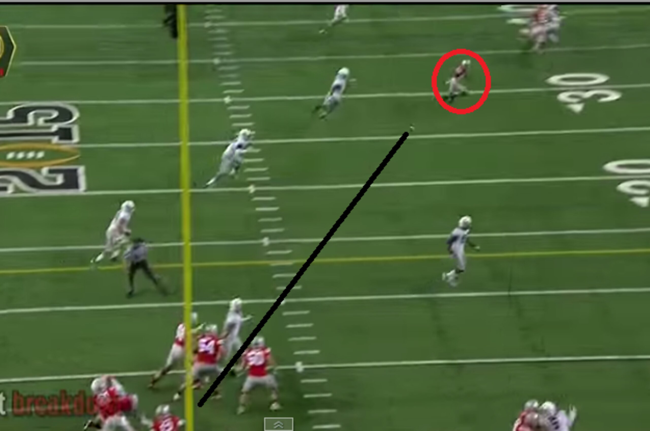 Corey Smith runs open as Cardale Jones delivers the pass.
