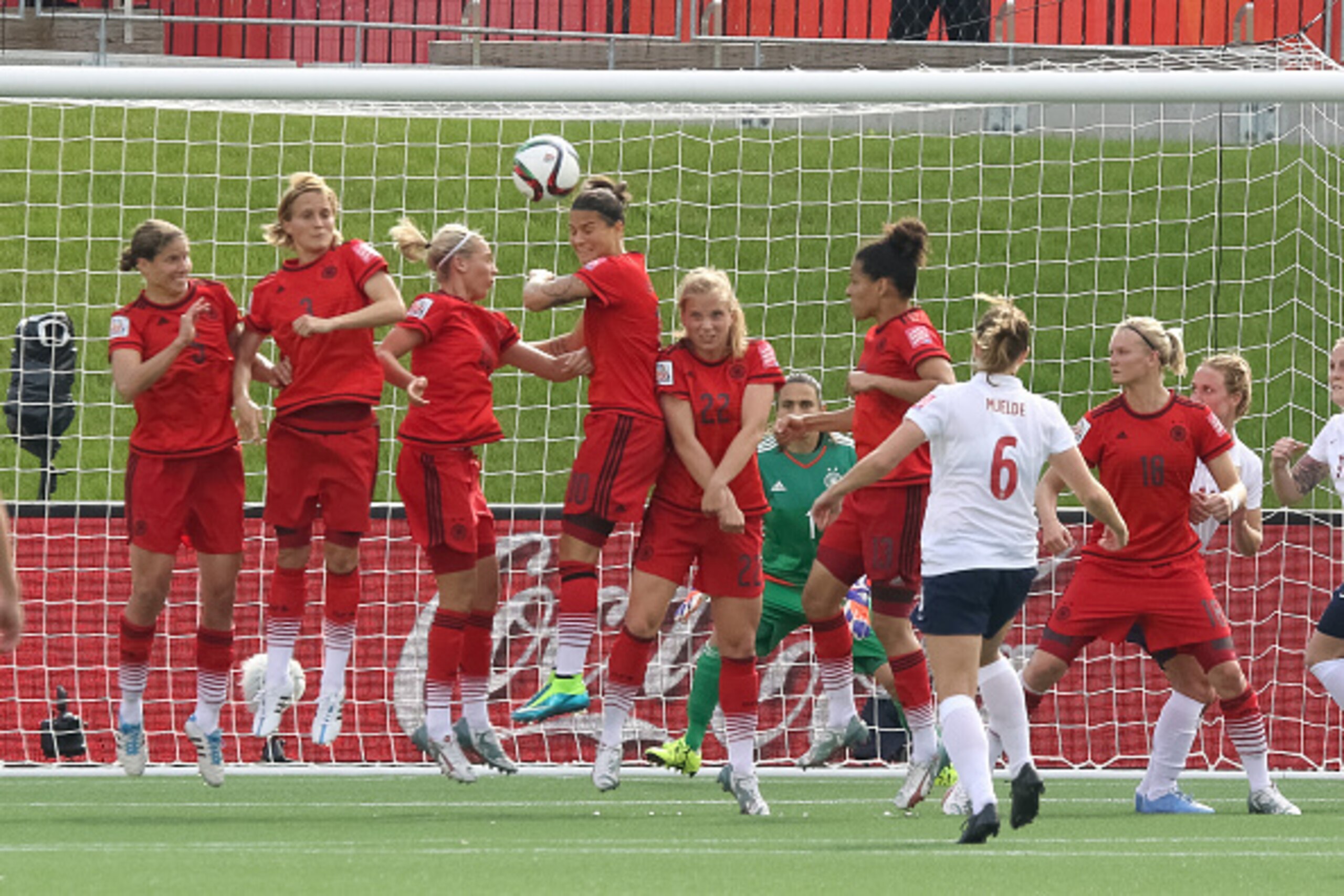 OTTAWA, ON - JUNE 11: Maren Mjelde #6 of Norway scores a goal on a direct kick during the FIFA Women's World Cup Canada 2015 Group B match between Germany and Norway at Lansdowne Stadium on June 11, 2015 in Ottawa, Canada.  (Photo by Andre Ringuette/Getty