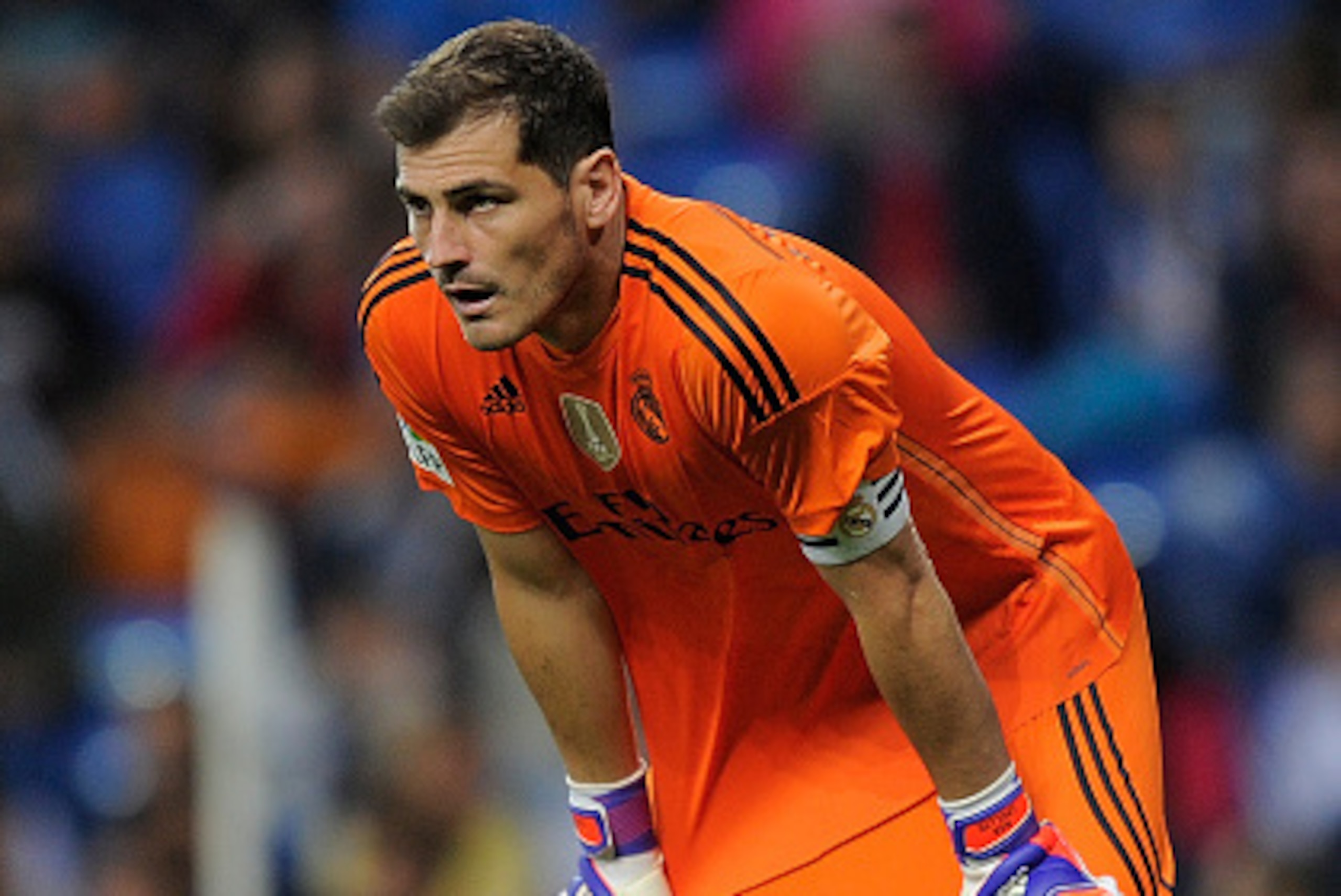 MADRID, SPAIN - MAY 23:  Iker Casillas of Real Madrid looks on during the La Liga match between Real Madrid CF and Getafe CF at Estadio Santiago Bernabeu on May 23, 2015 in Madrid, Spain.  (Photo by Denis Doyle/Getty Images)