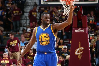 CLEVELAND, OH - JUNE 11:  Draymond Green #23 of the Golden State Warriors reacts during Game Four of the 2015 NBA Finals at The Quicken Loans Arena on June 11, 2015 in Cleveland, Ohio. NOTE TO USER: User expressly acknowledges and agrees that, by download