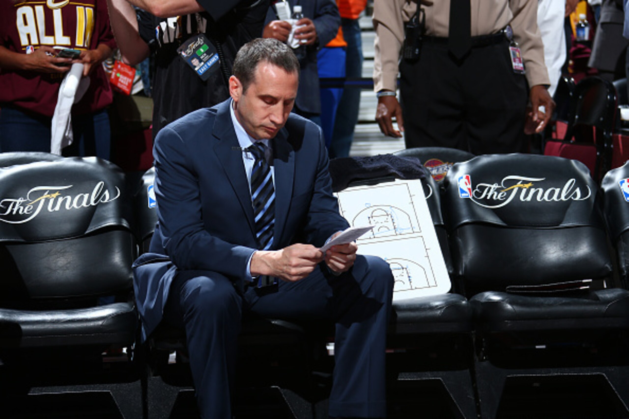 CLEVELAND, OH - JUNE 9:  Head Coach David Blatt of the Cleveland Cavaliers prior to Game Three of the 2015 NBA Finals at The Quicken Loans Arena on June 9, 2015 in Cleveland, Ohio. NOTE TO USER: User expressly acknowledges and agrees that, by downloading 