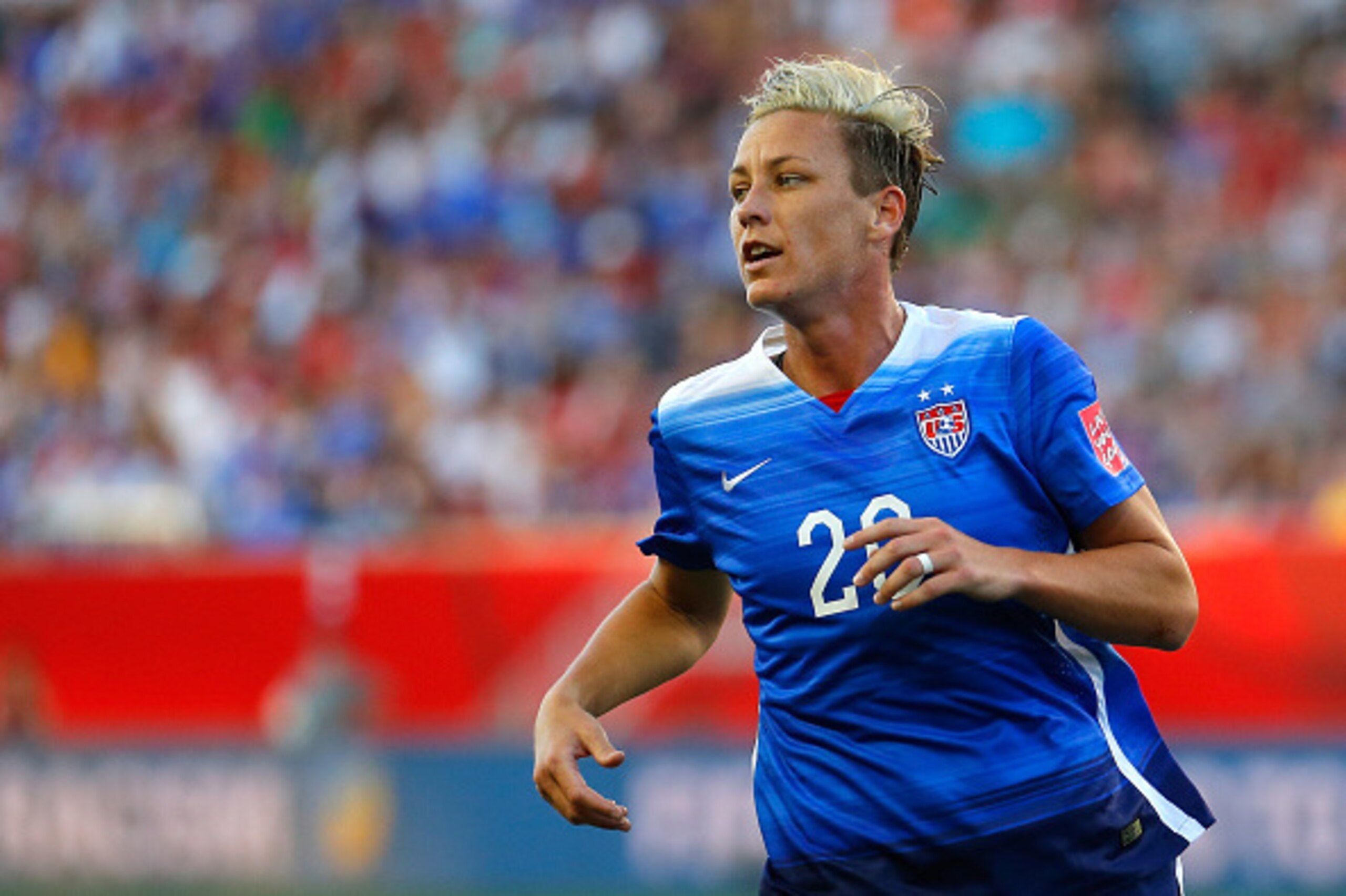 WINNIPEG, MB - JUNE 12:  Abby Wambach #20 of the United States looks on in the second half against Sweden in the FIFA Women's World Cup Canada 2015 match at Winnipeg Stadium on June 12, 2015 in Winnipeg, Canada.  (Photo by Kevin C. Cox/Getty Images)