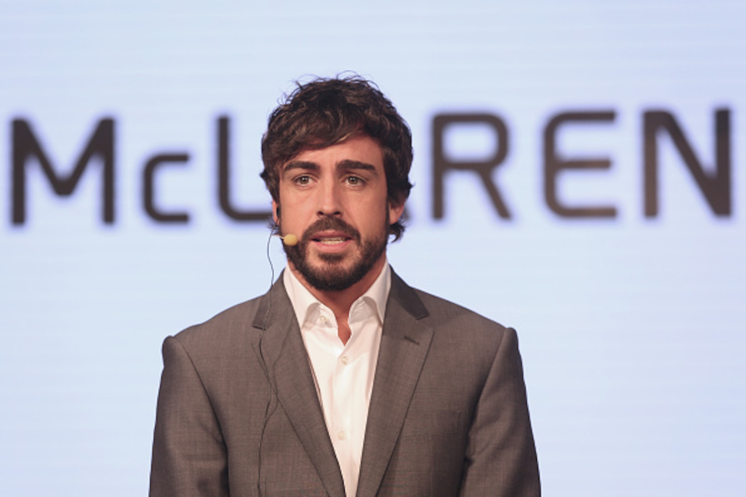 TOKYO, JAPAN - FEBRUARY 10:  McLaren-Honda driver Fernando Alonso speaks during a press conference at the Honda Motor Co. headquarters on February 10, 2015 in Tokyo, Japan. Honda Motor Co., Ltd. held a press conference in the run-up to the Australian Gran