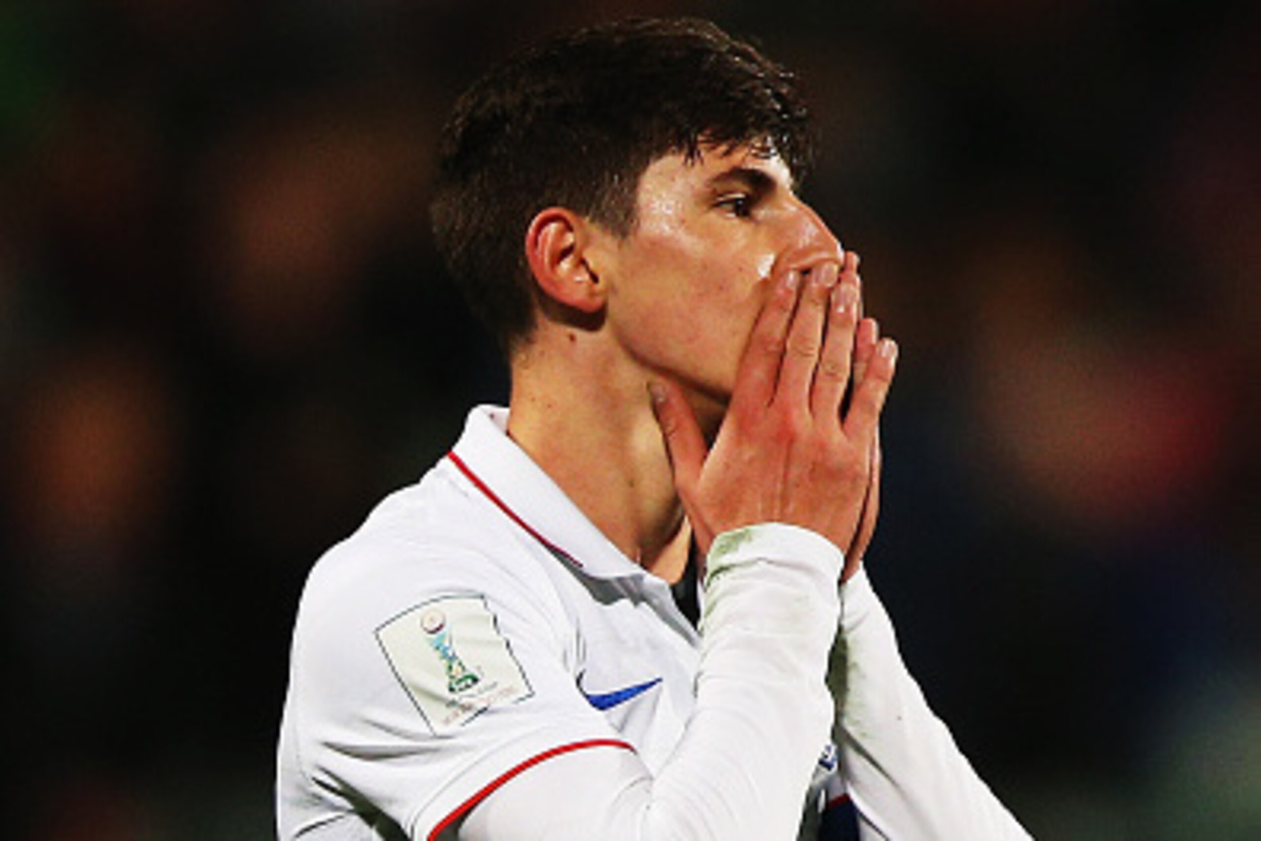 AUCKLAND, NEW ZEALAND - JUNE 05: Emerson Hyndman of USA reacts after missing a penalty during the FIFA U-20 World Cup New Zealand 2015 Pool A match between Ukraine and the United States of America at North Harbour Stadium on June 5, 2015 in Auckland, New 