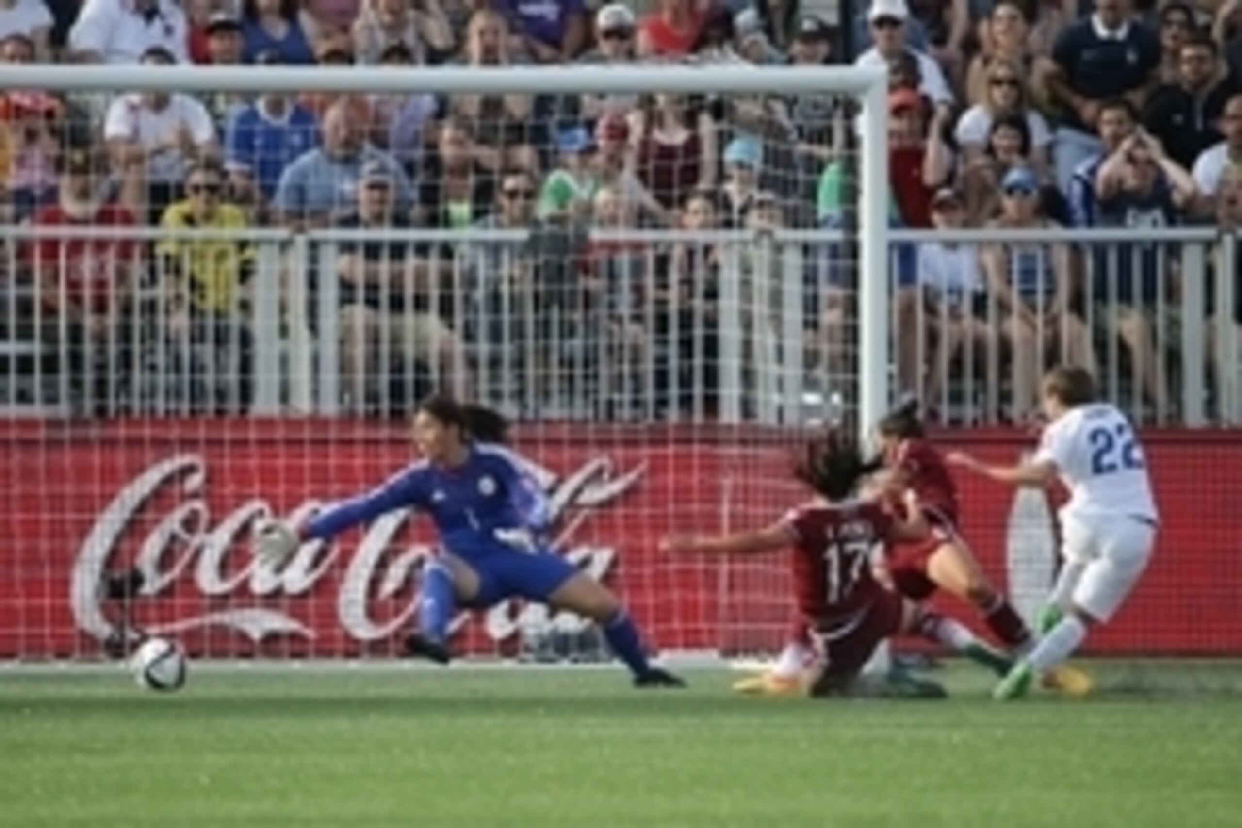 Jun 13, 2015; Moncton, New Brunswick, CAN; England forward Fran Kirby (22) scores a goal during the second half against Mexico in a Group F soccer match in the 2015 FIFA women's World Cup at Moncton Stadium. Mandatory Credit: Matt Kryger-USA TODAY Sports Jun 13, 2015; Moncton, New Brunswick, CAN; England forward Fran Kirby (22) scores a goal during the second half against Mexico in a Group F soccer match in the 2015 FIFA women's World Cup at Moncton Stadium. Mandatory Credit: Matt Kryger-USA TODAY Sports